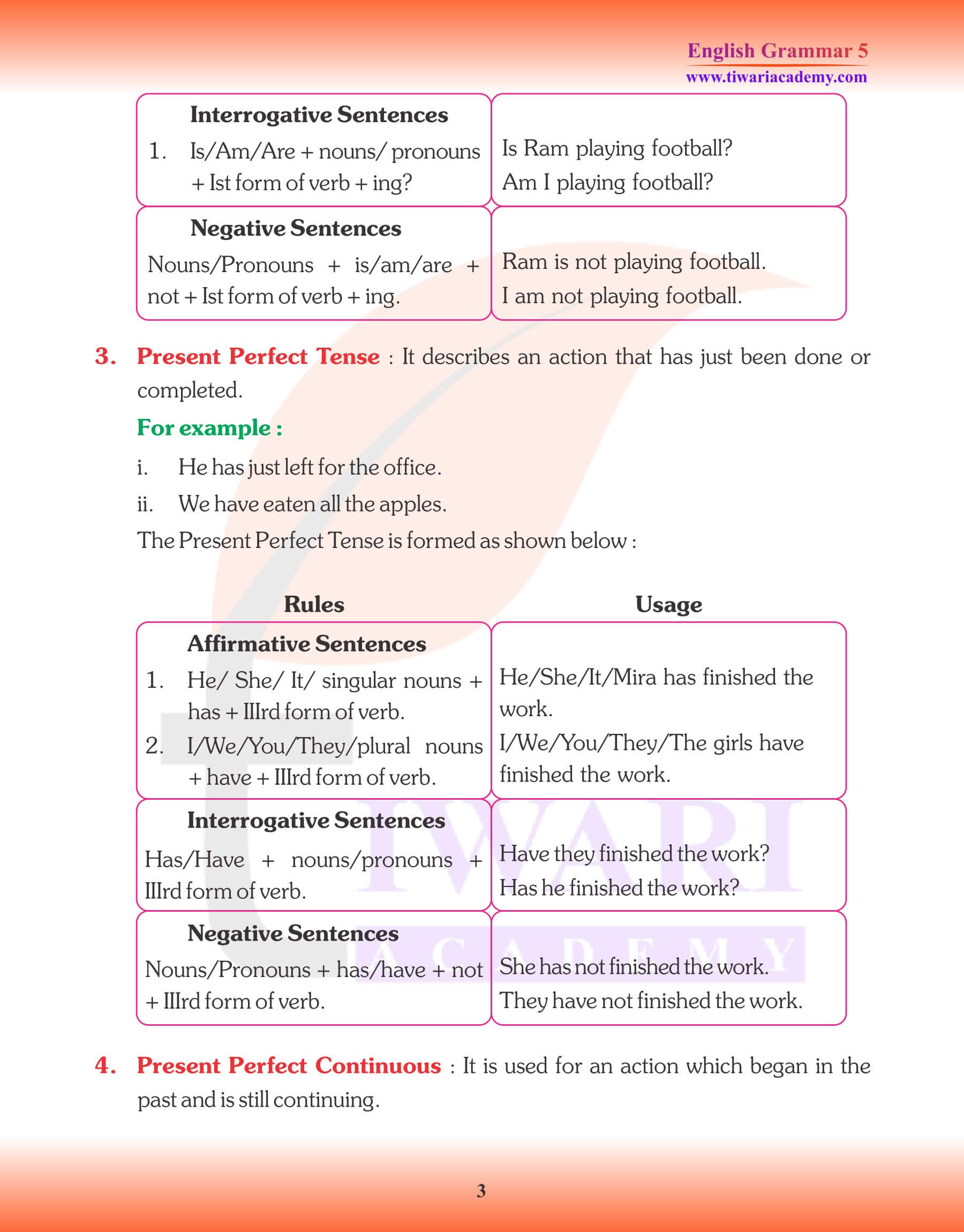 Class 5 Grammar Tense Revision