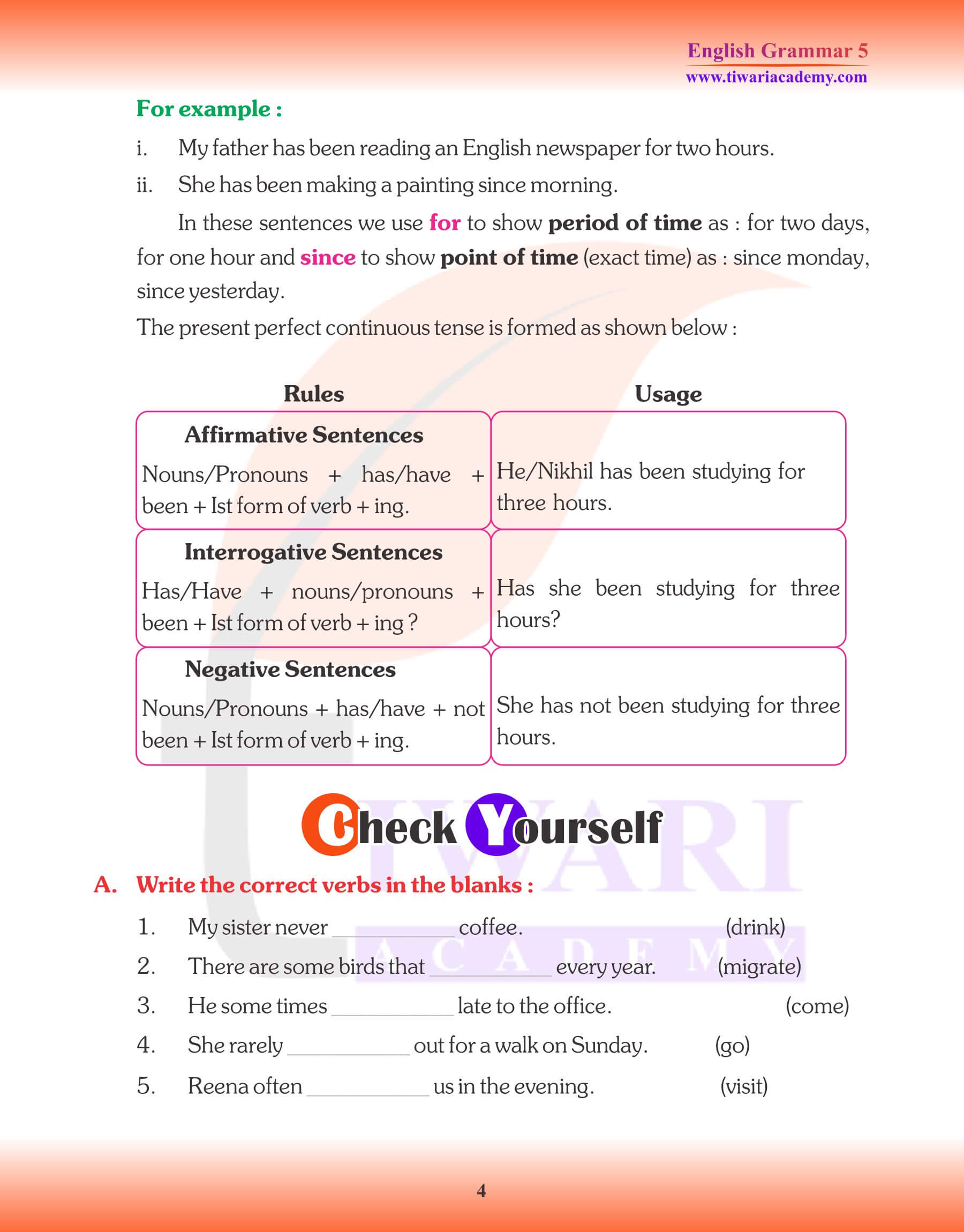 Class 5 Grammar Tense Type