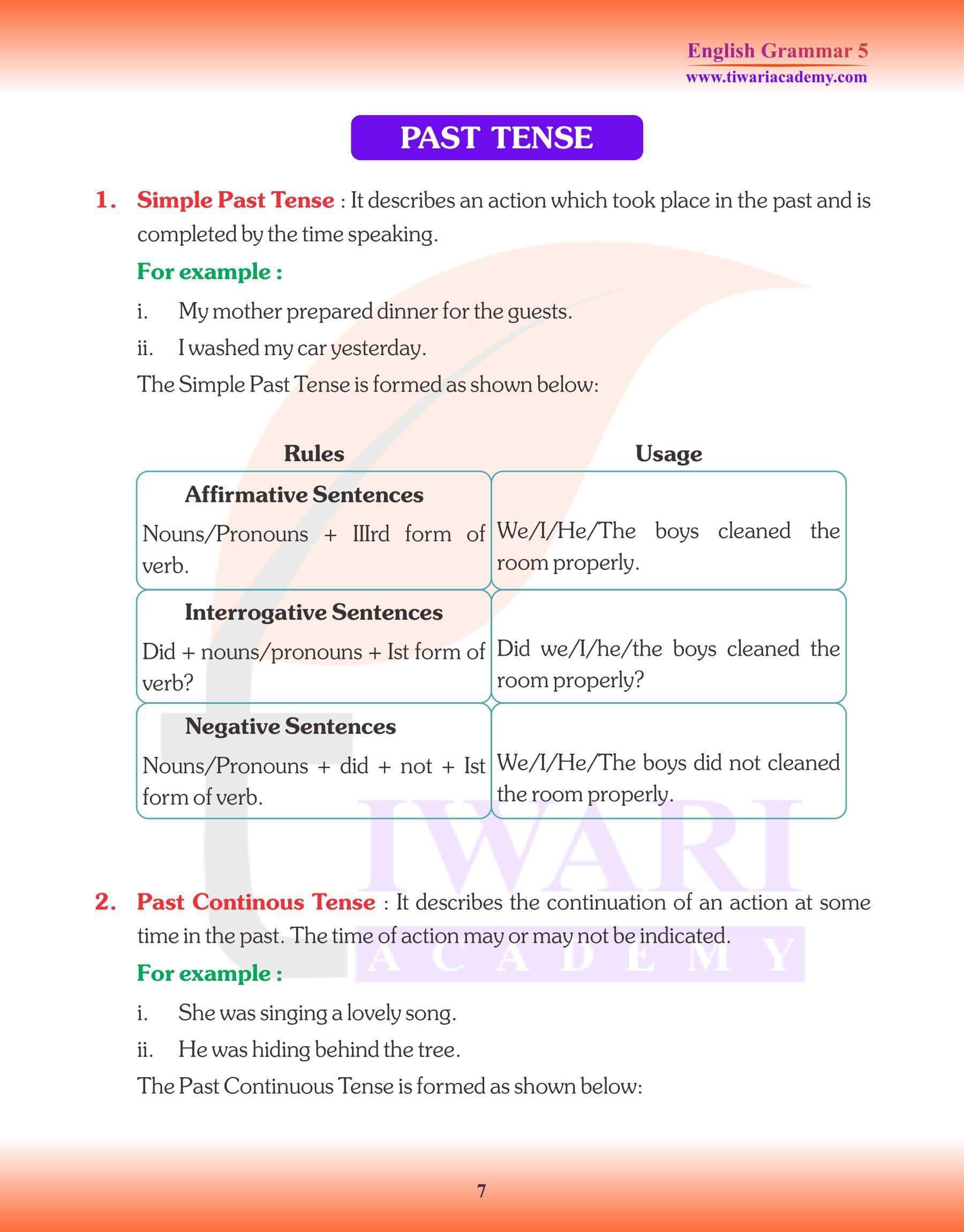 Class 5 Grammar Present Tense