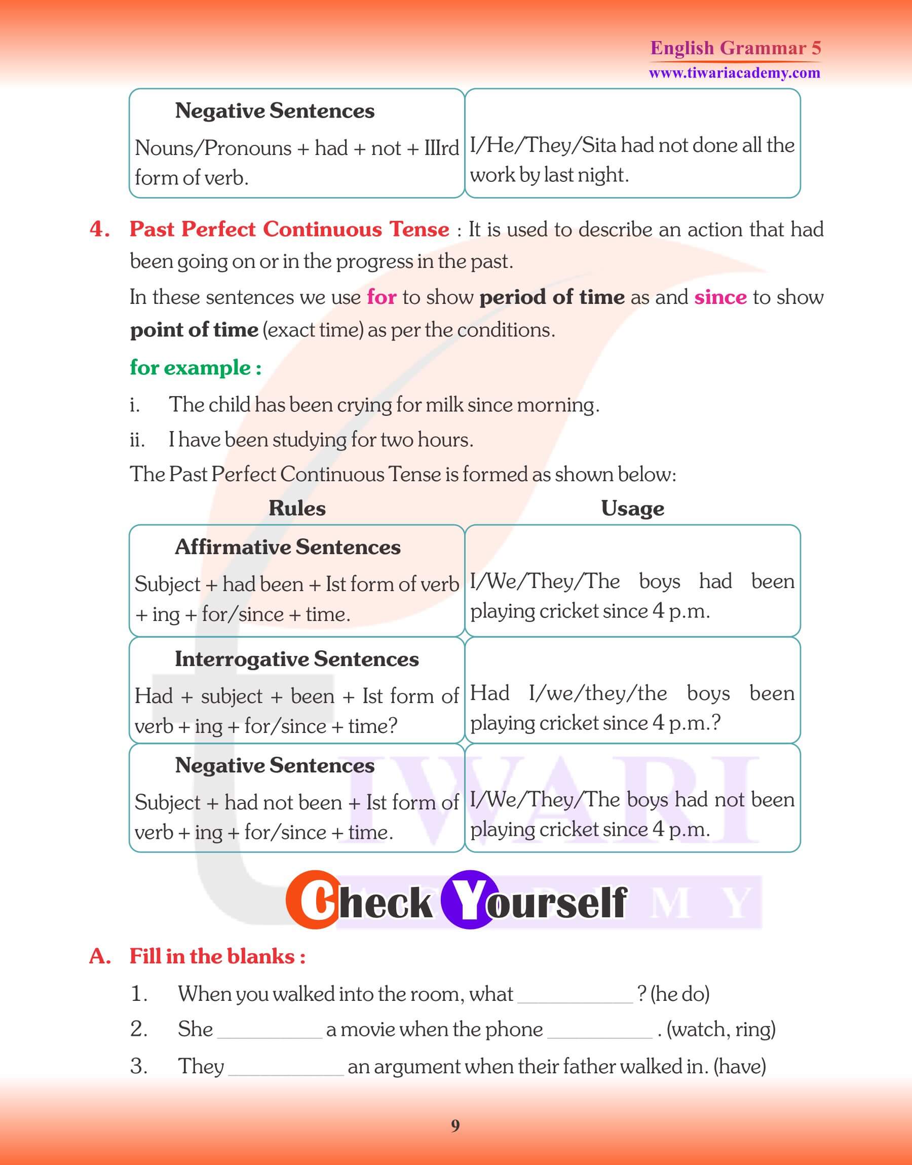 Class 5 Grammar Tense Exercises