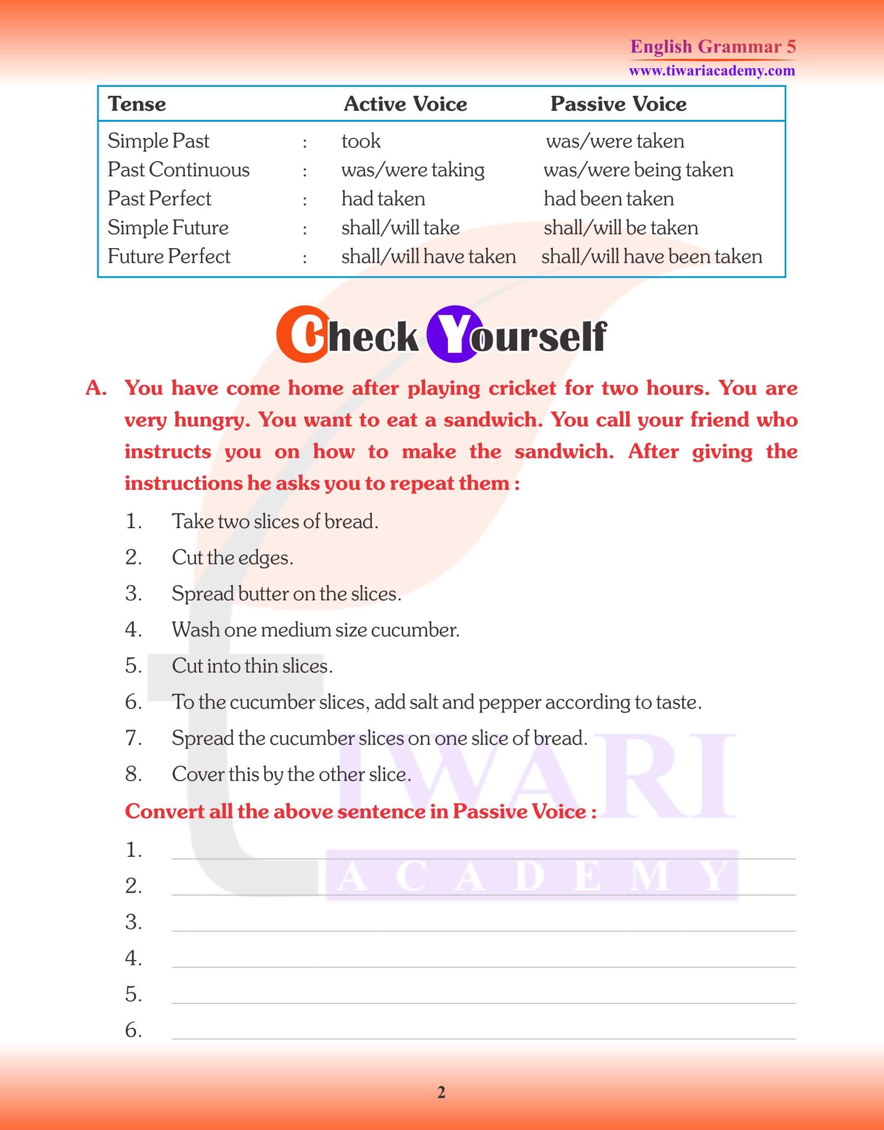 Class 5 Grammar Active and Passive Voice Exercises