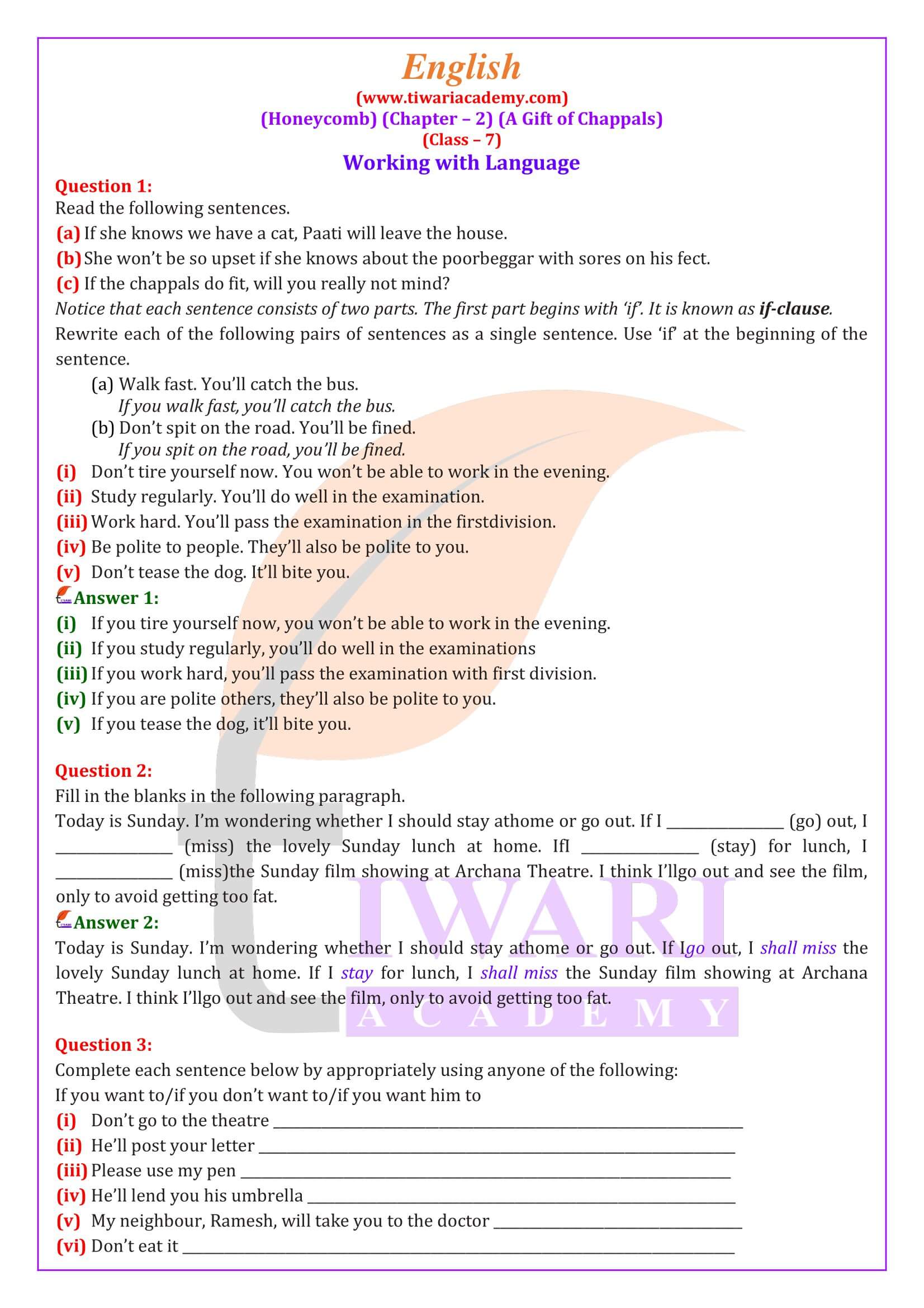 Class 7 English Honeycomb Chapter 2 Question Answers