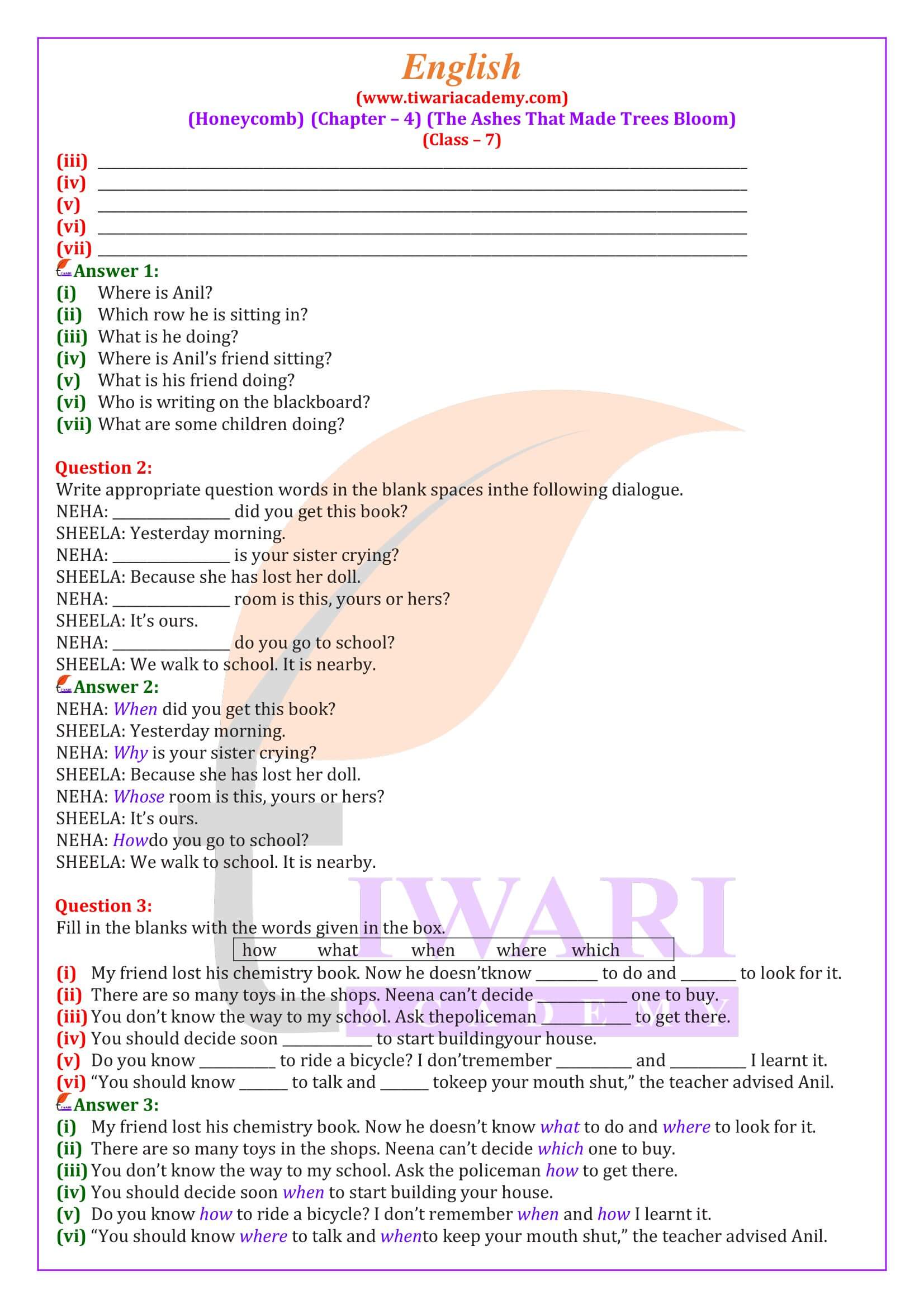 Class 7 English Honeycomb Chapter 4