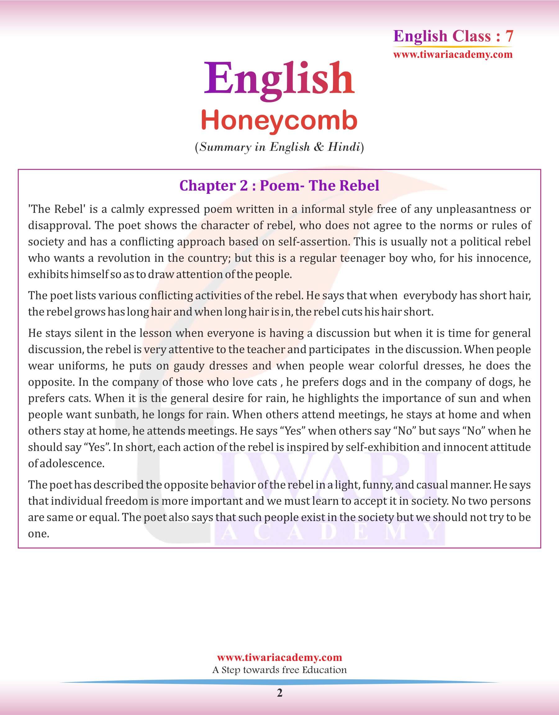 Class 7 English Chapter 2 Summary in English