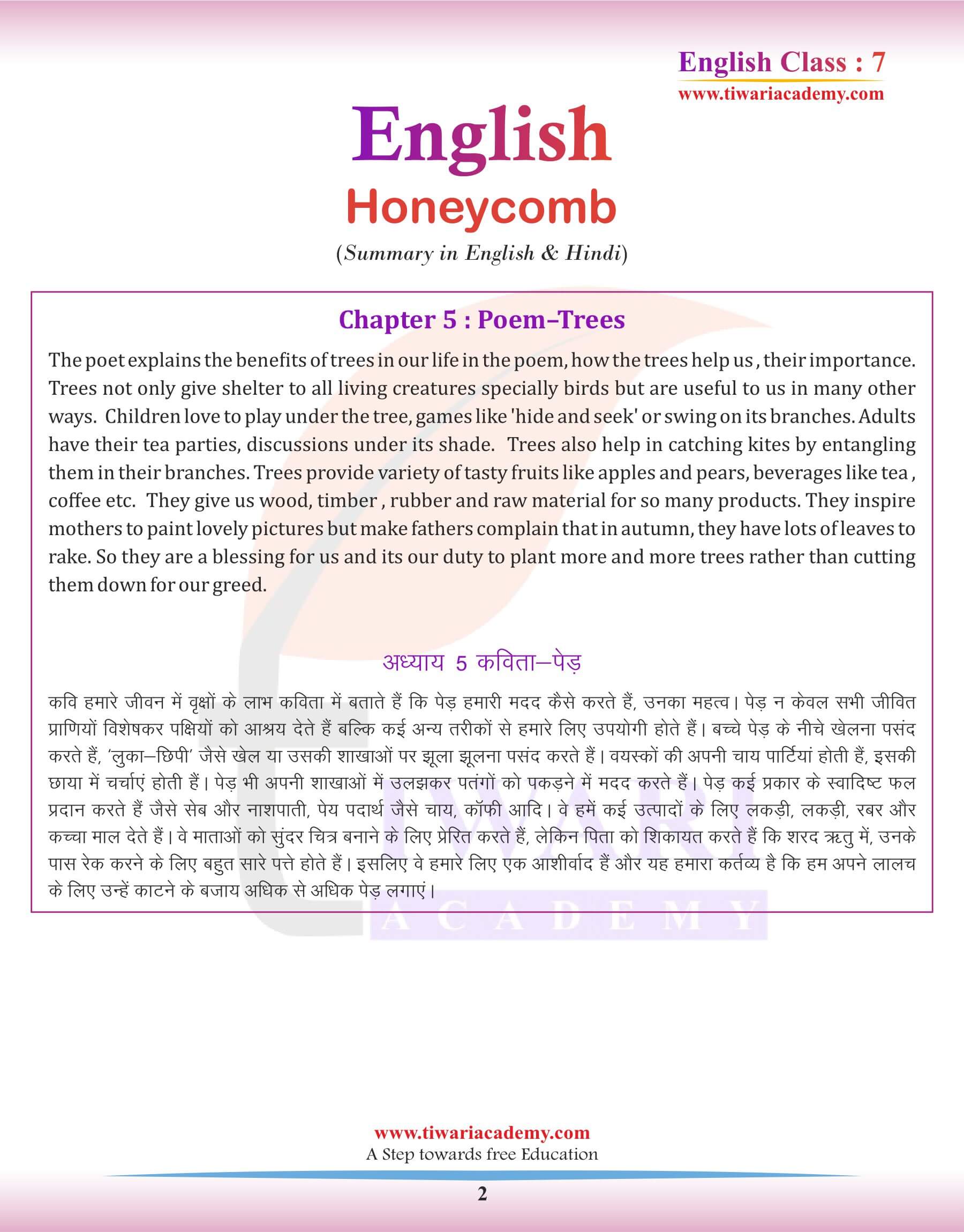 Class 7 English Chapter 5 Summary of Poem