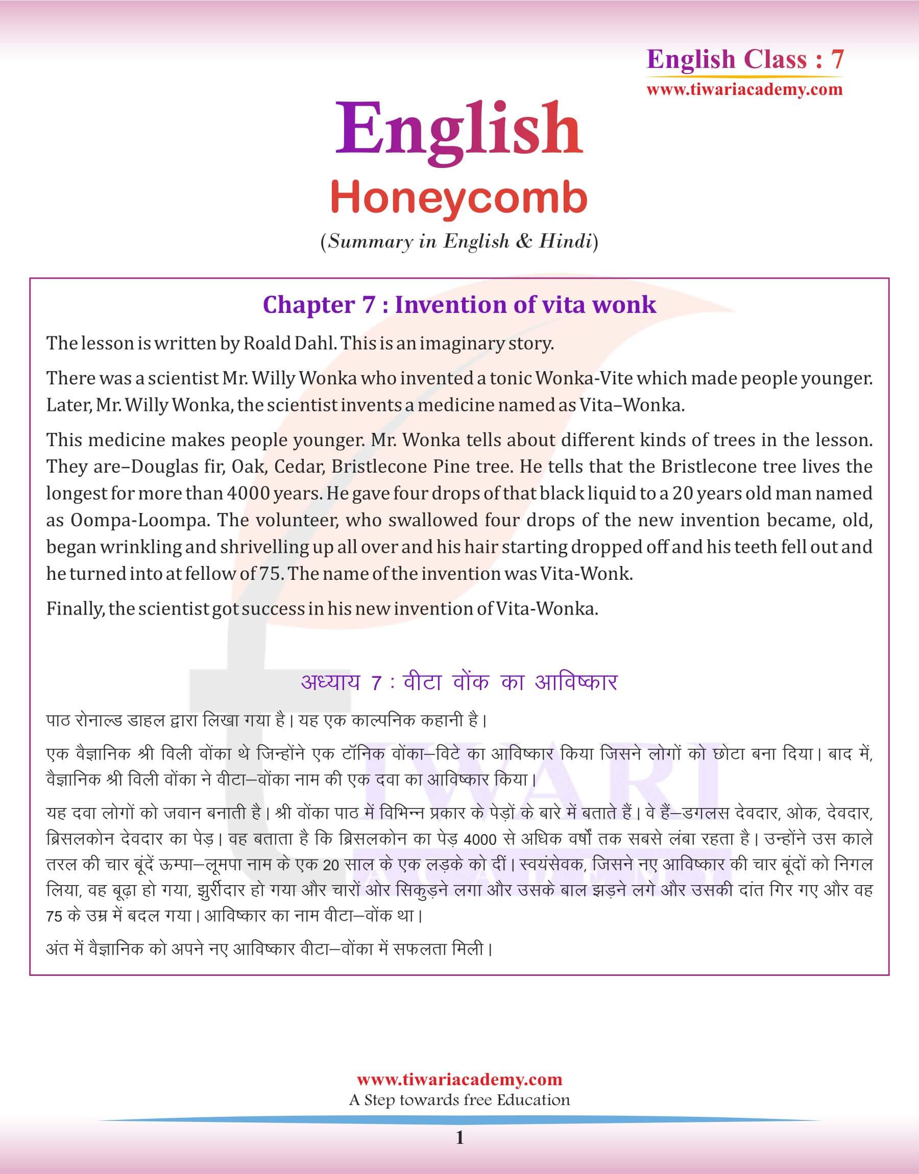 Class 7 English Chapter 7 Summary in Hindi and English