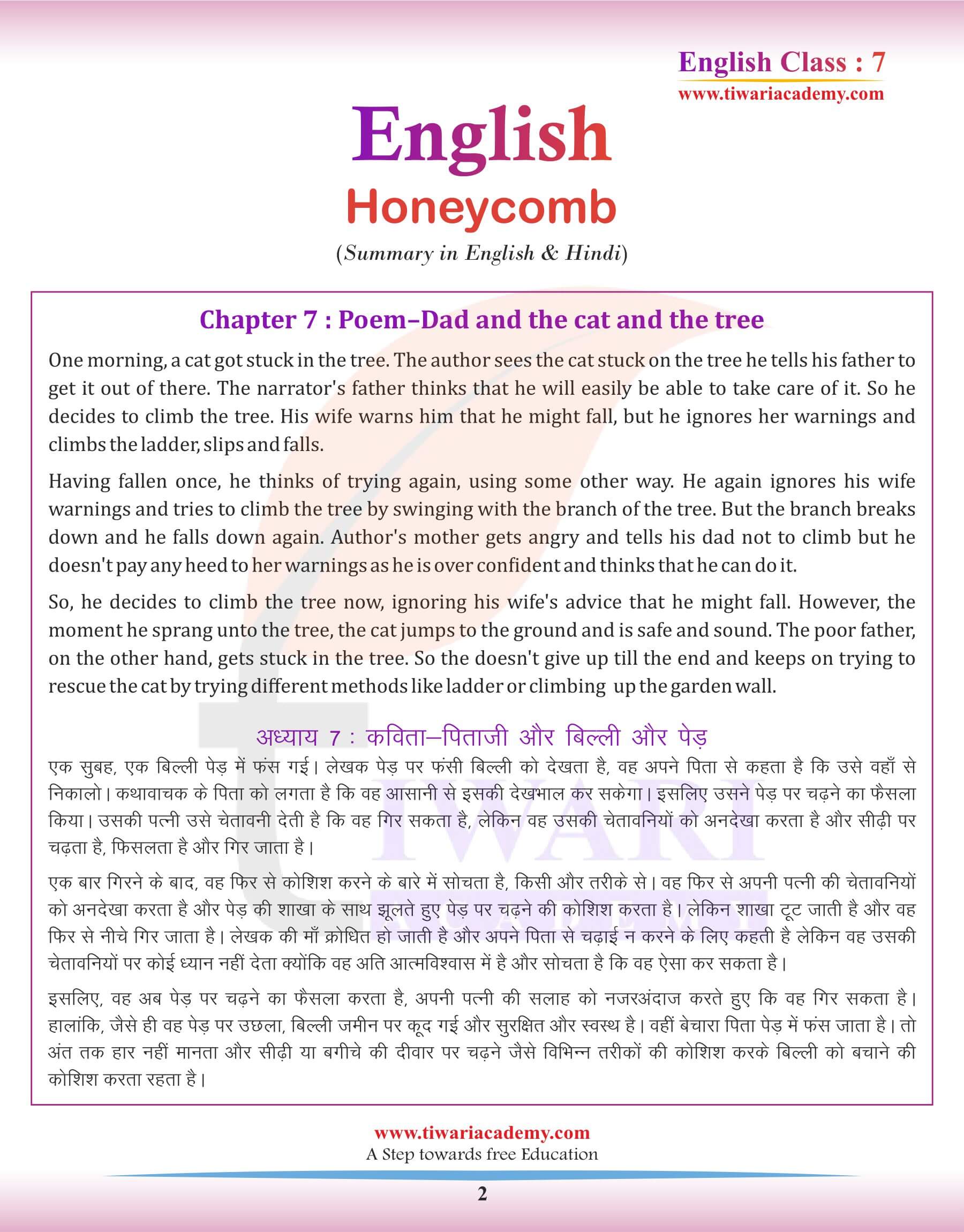 Class 7 English Chapter 7 Summary of Poem