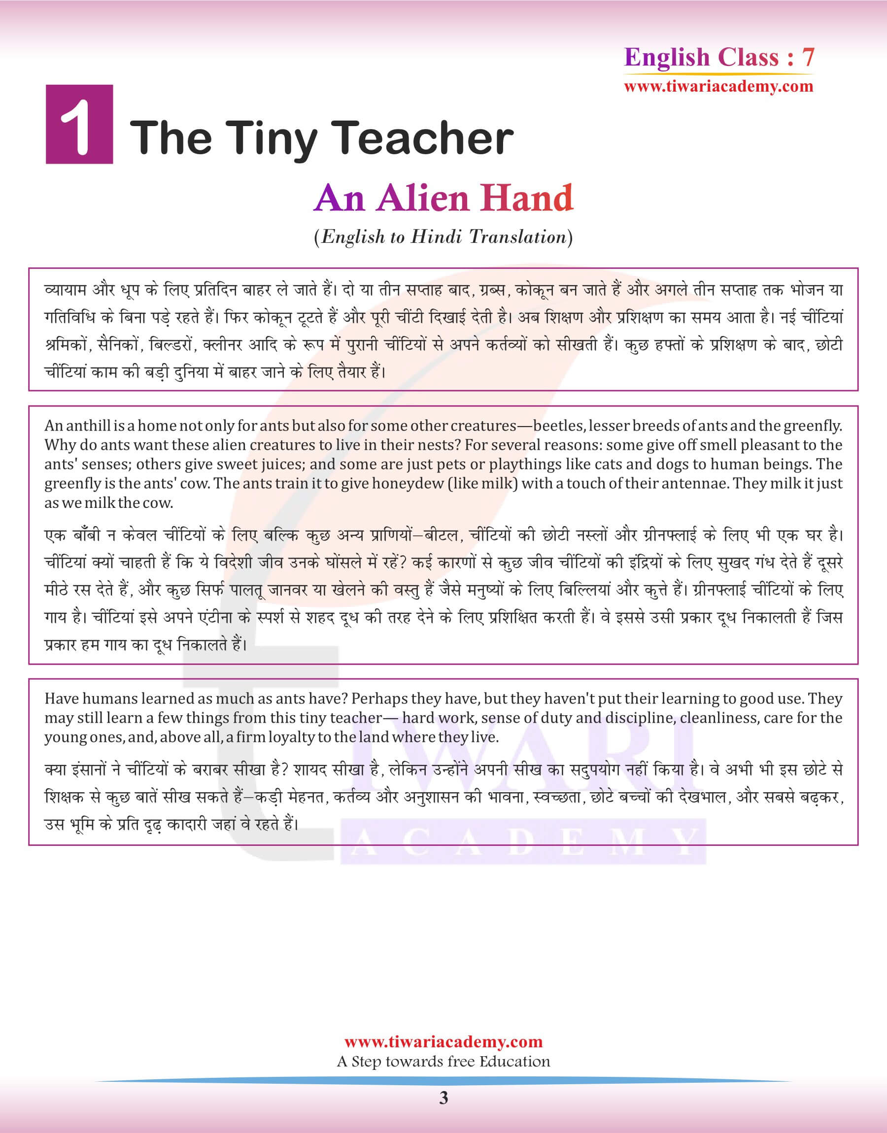 Class 7 English Chapter 1 Hindi Anuvad