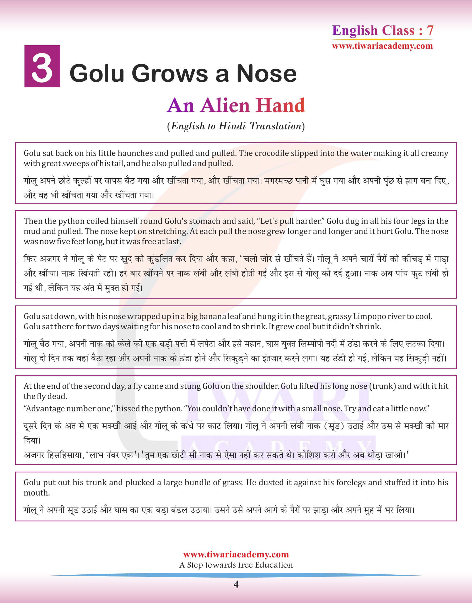 Class 7 English Chapter 3 Hindi Medium