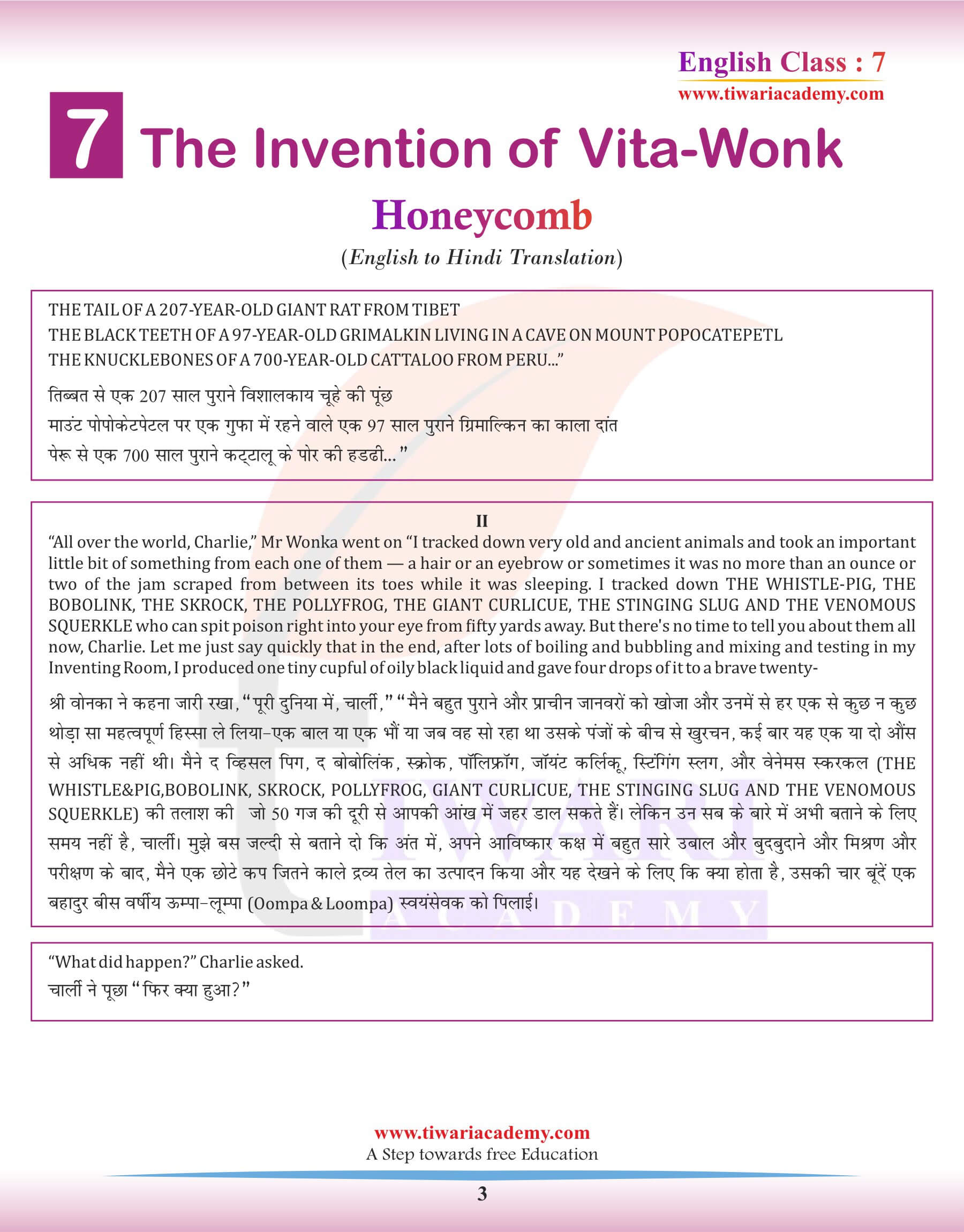 Class 7 English Chapter 7 in Hindi