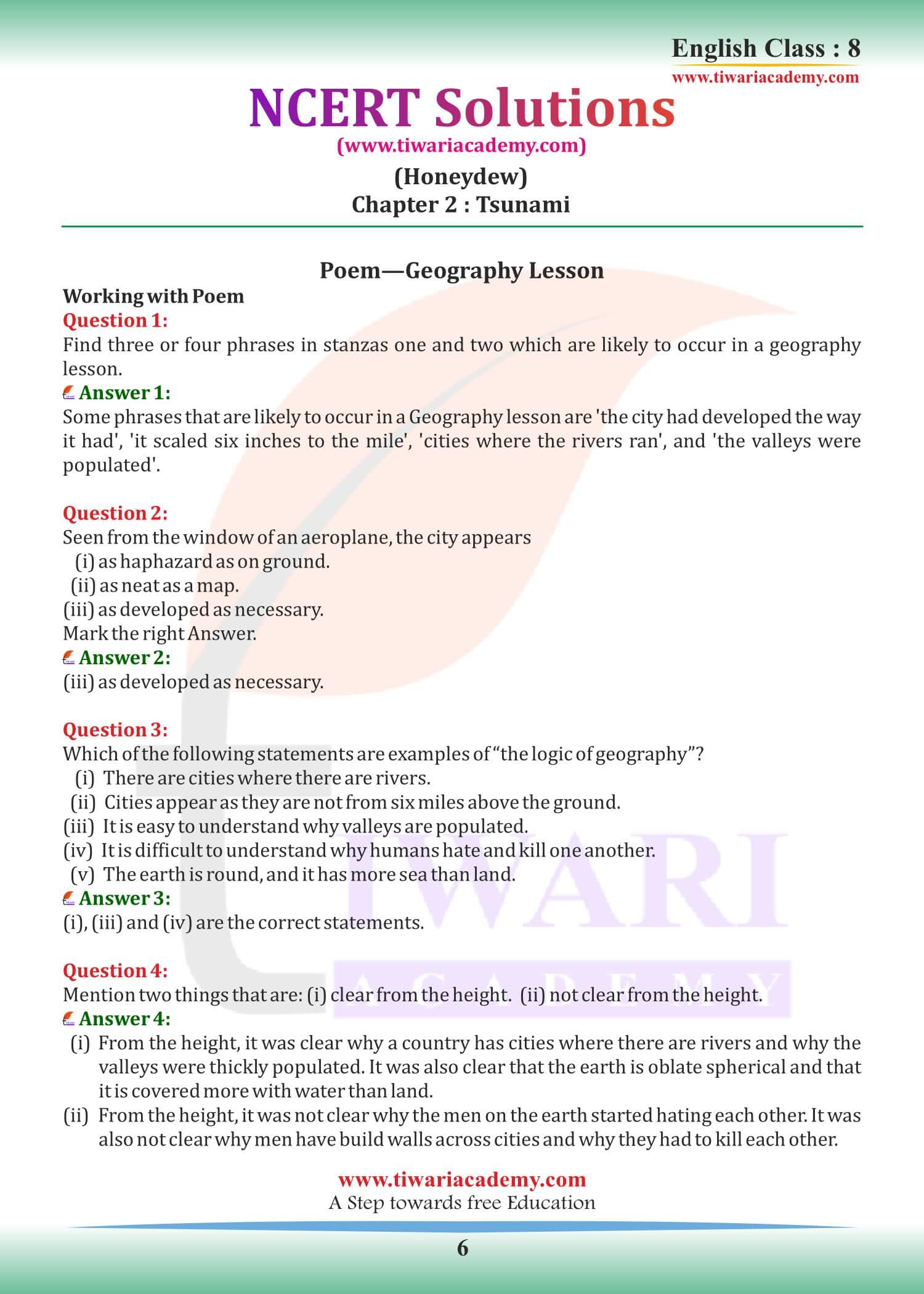 Class 8 English Honeydew Chapter 2 Question Answers