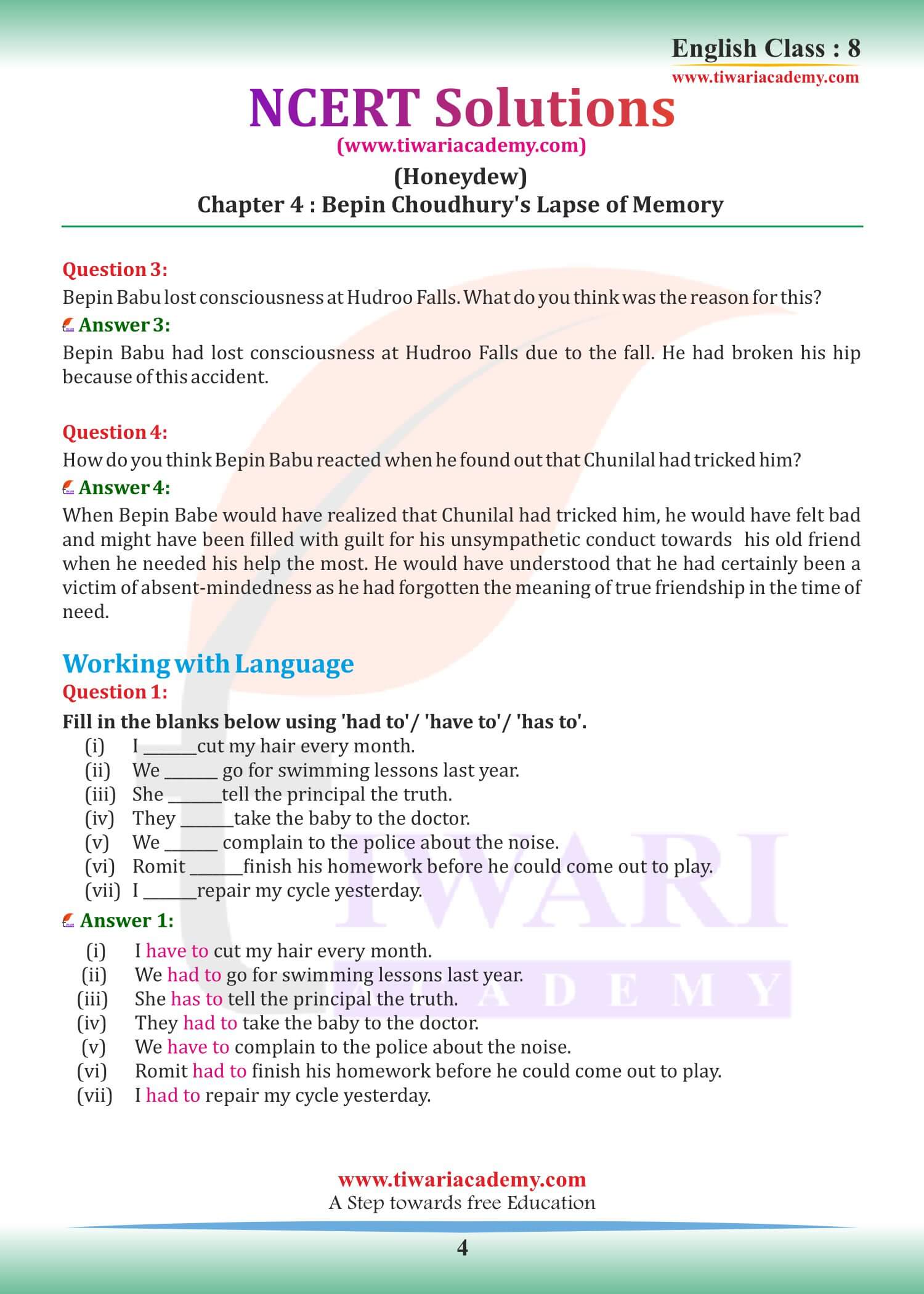 Class 8 English Honeydew Chapter 4 Answers