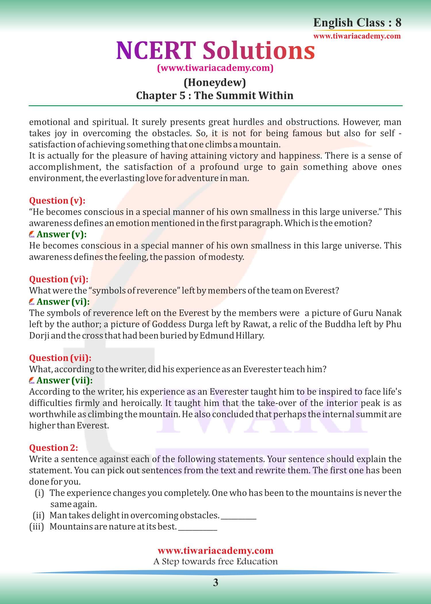 Class 8 English Honeydew Chapter 5 updated