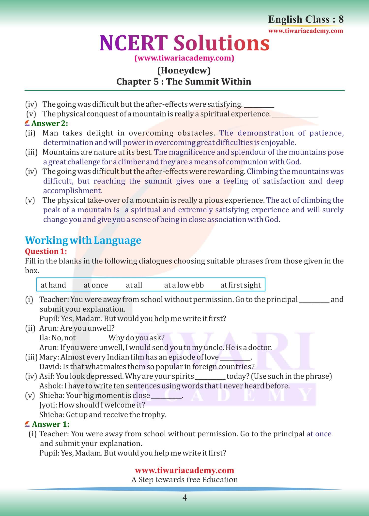 Class 8 English Honeydew Chapter 5 Revised and updated