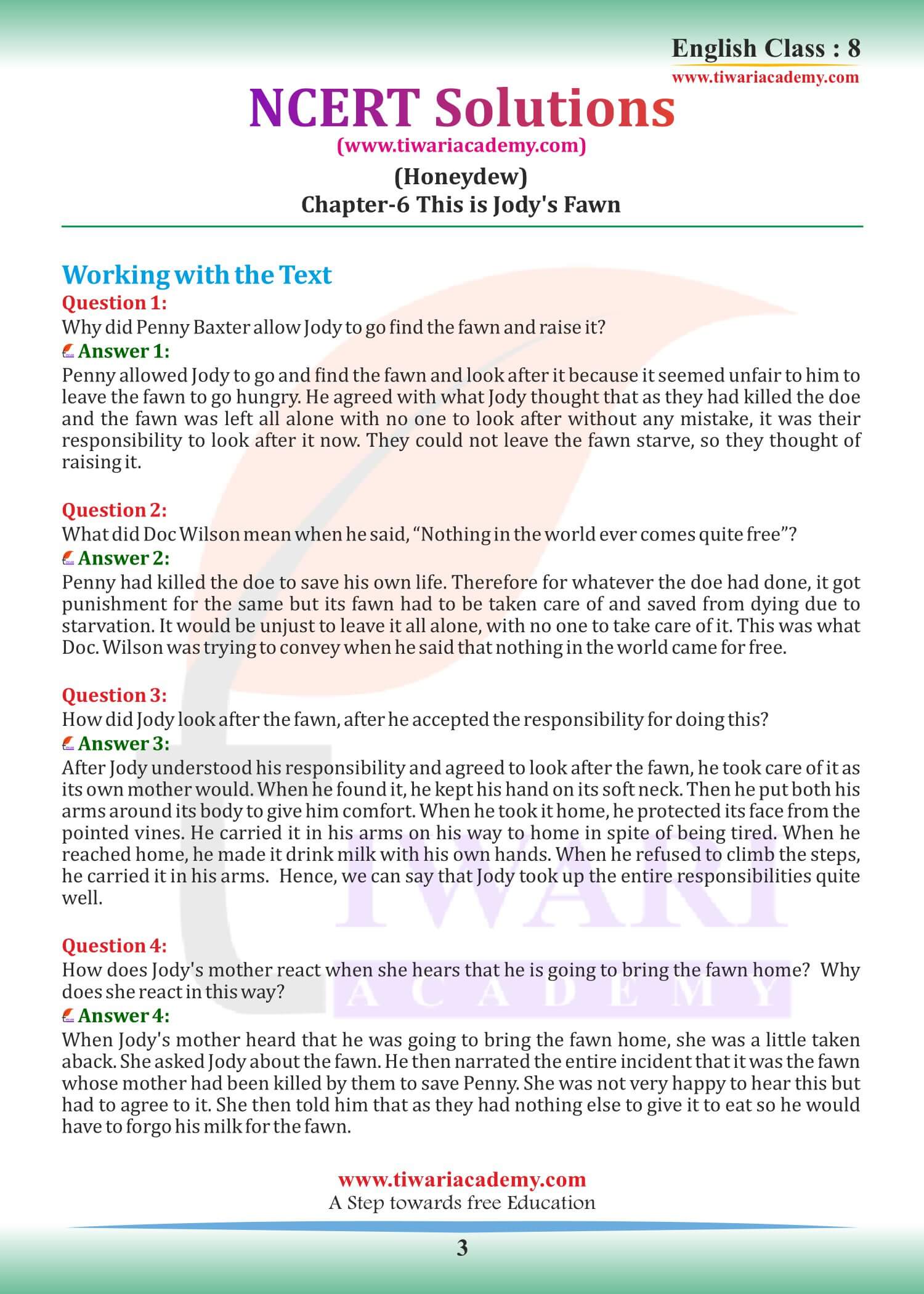 Class 8 English Honeydew Chapter 6