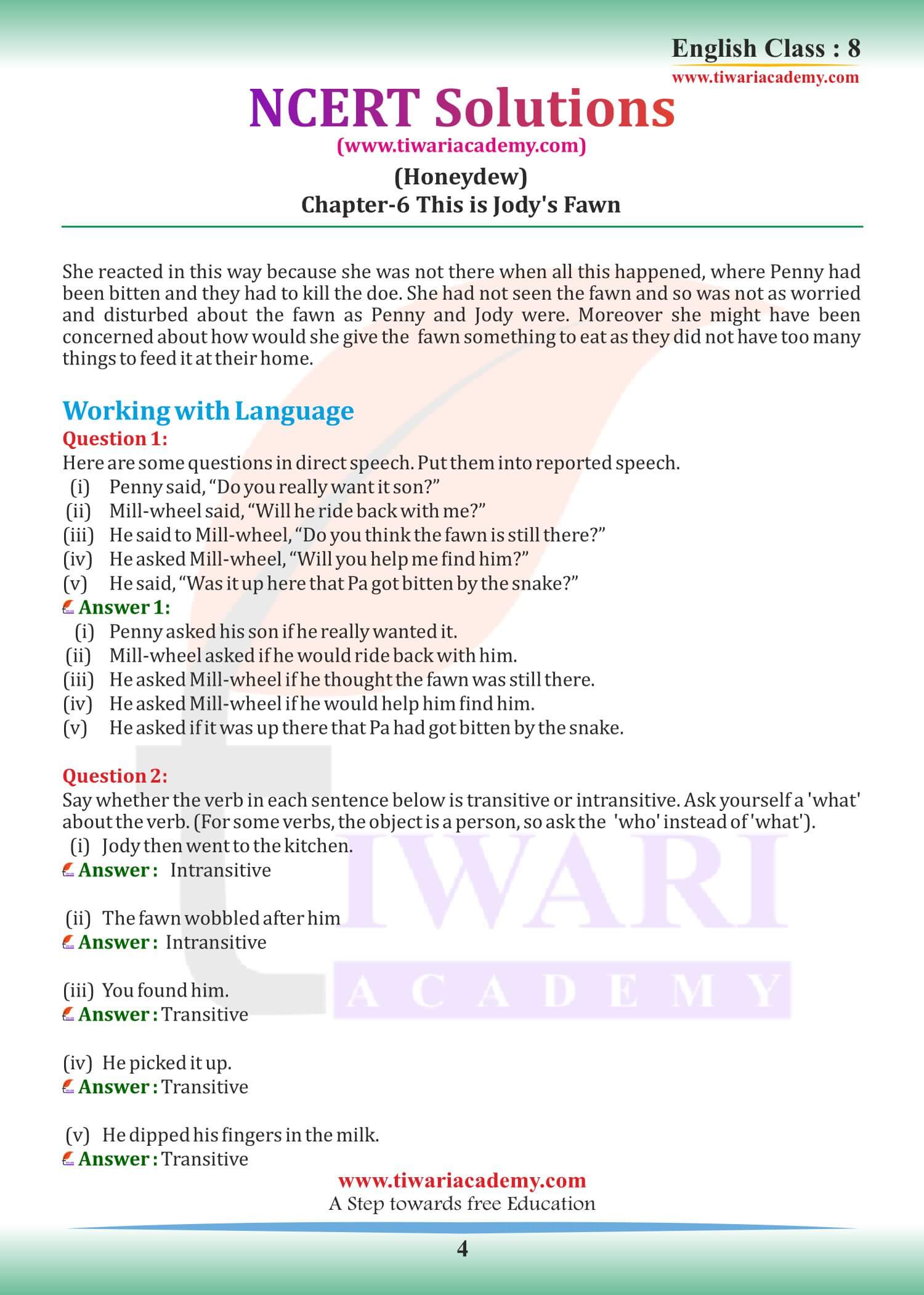 Class 8 English Honeydew Chapter 6 Question Answers