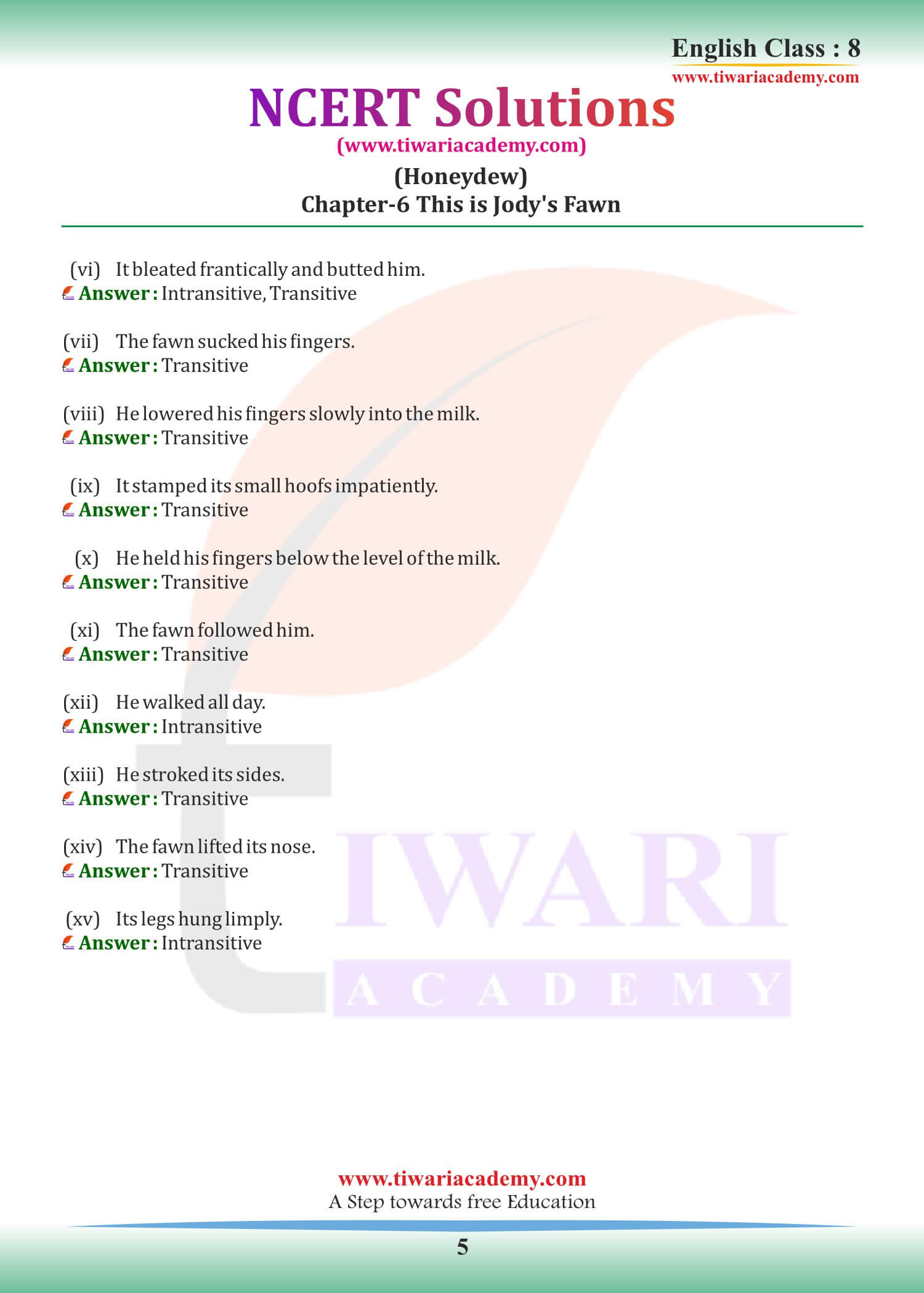 Class 8 English Honeydew Chapter 6 revised for new session