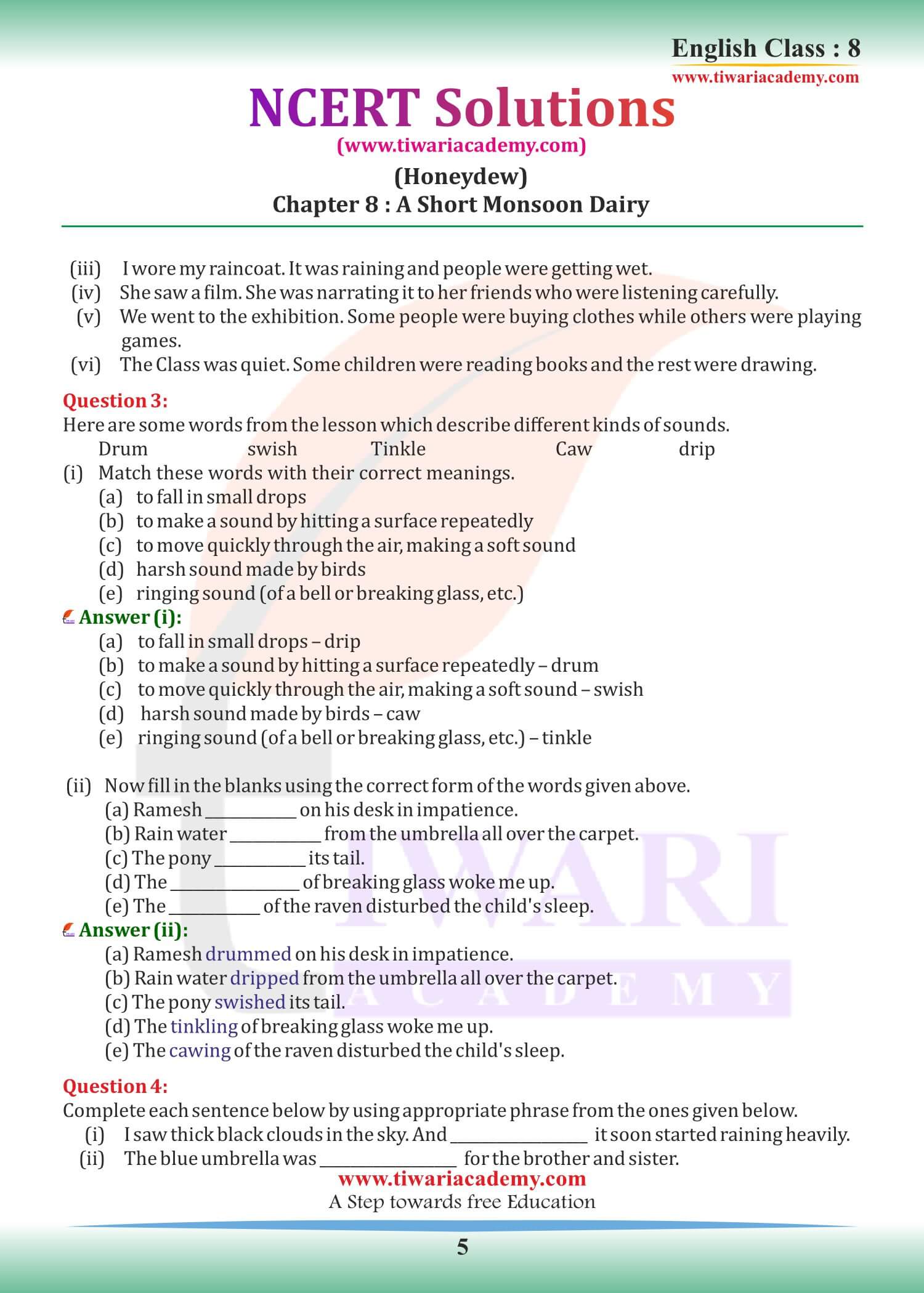 Class 8 English Honeydew Chapter 8 Solutions