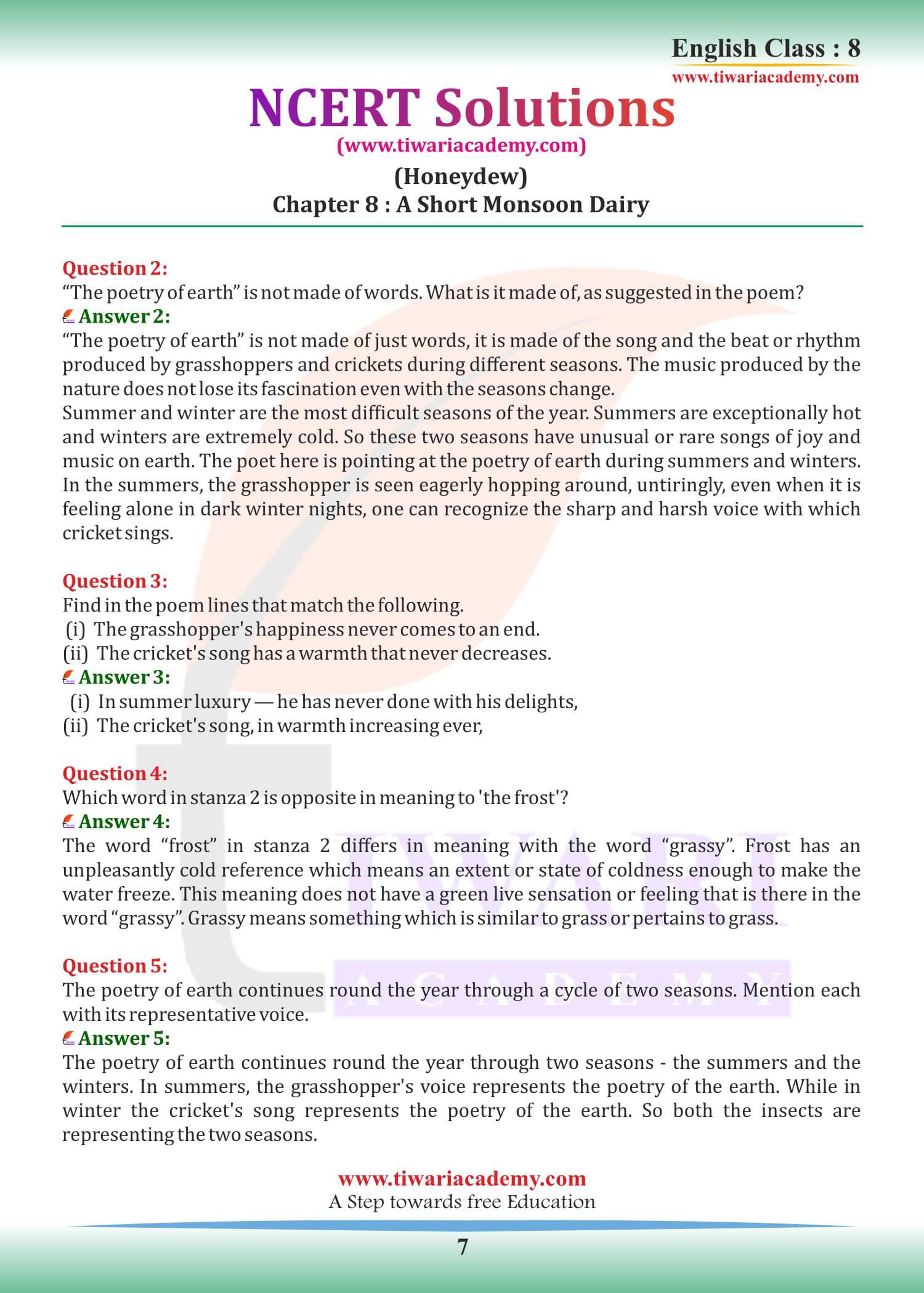 Class 8 English Chapter 8