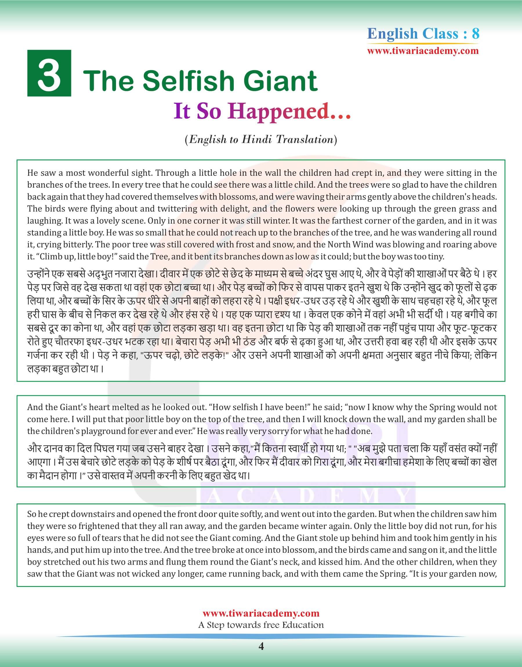 Class 8 English Chapter 3 Hindi Medium