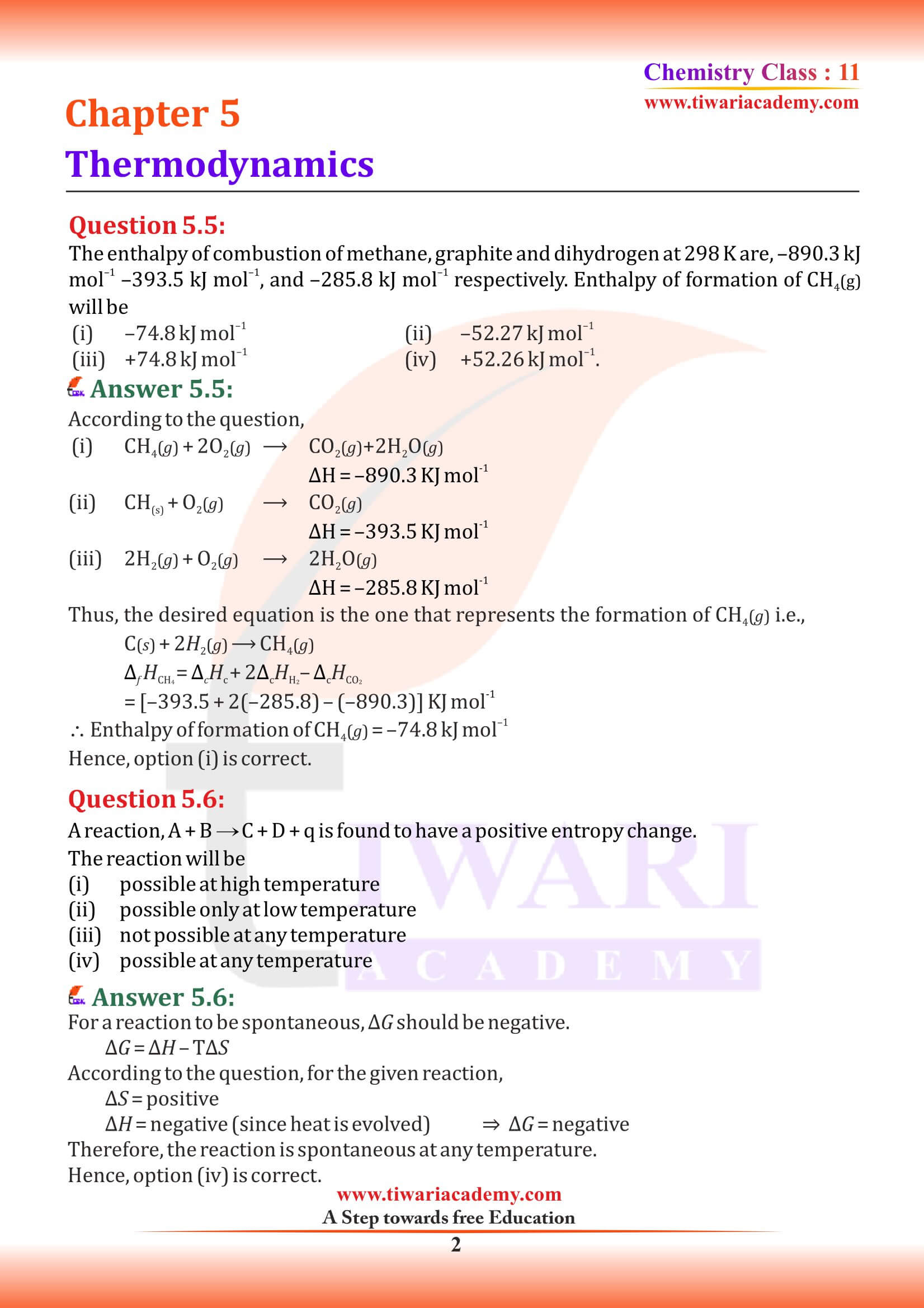 NCERT Solutions for Class 11 Chemistry Chapter 5