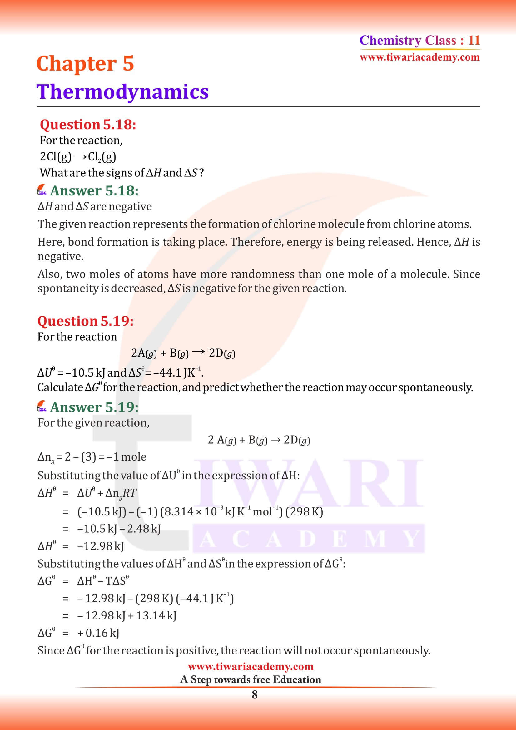 Class 11 Chemistry Chapter 5 Intext