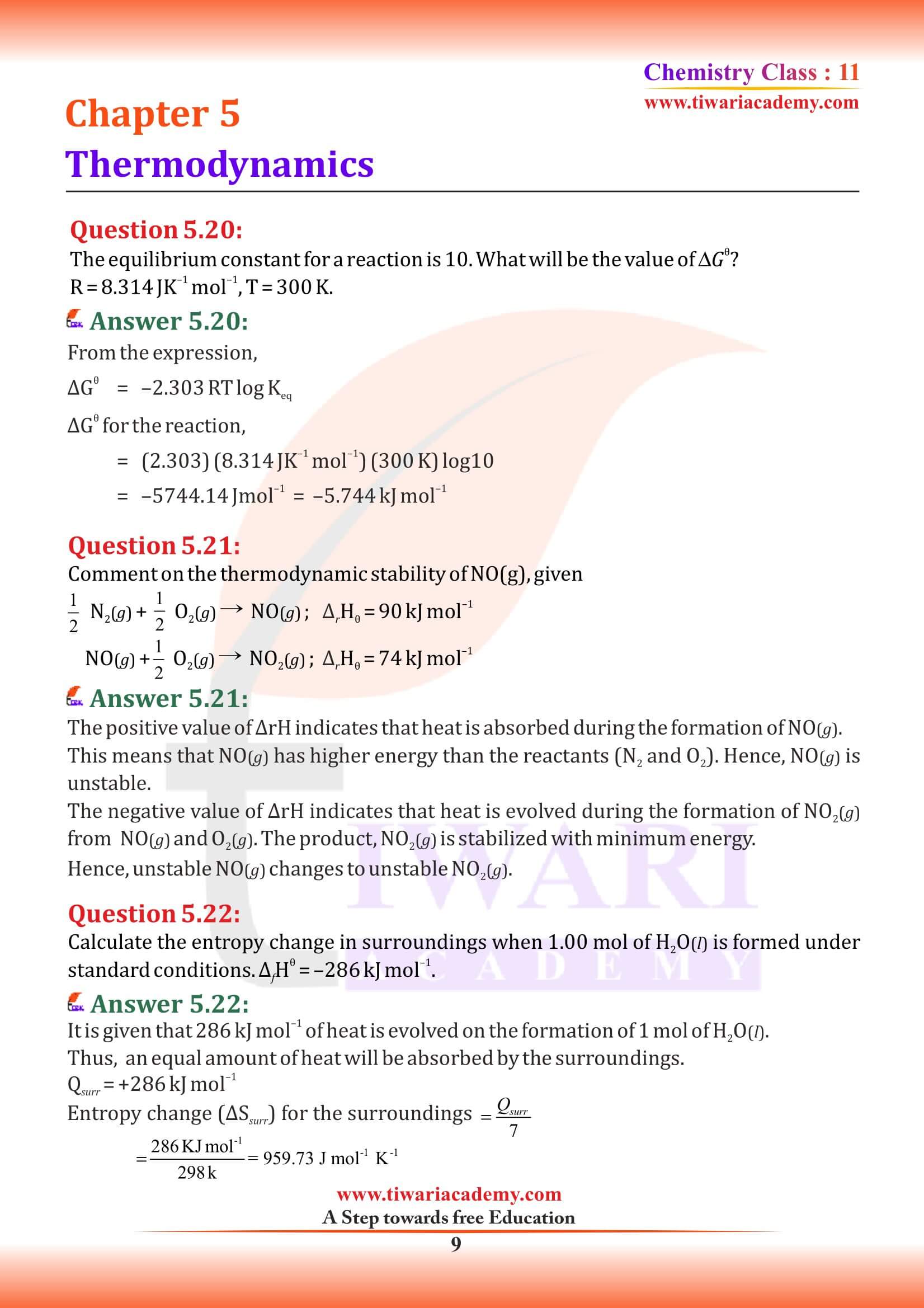 Class 11 Chemistry Chapter 5 NCERT Solutions