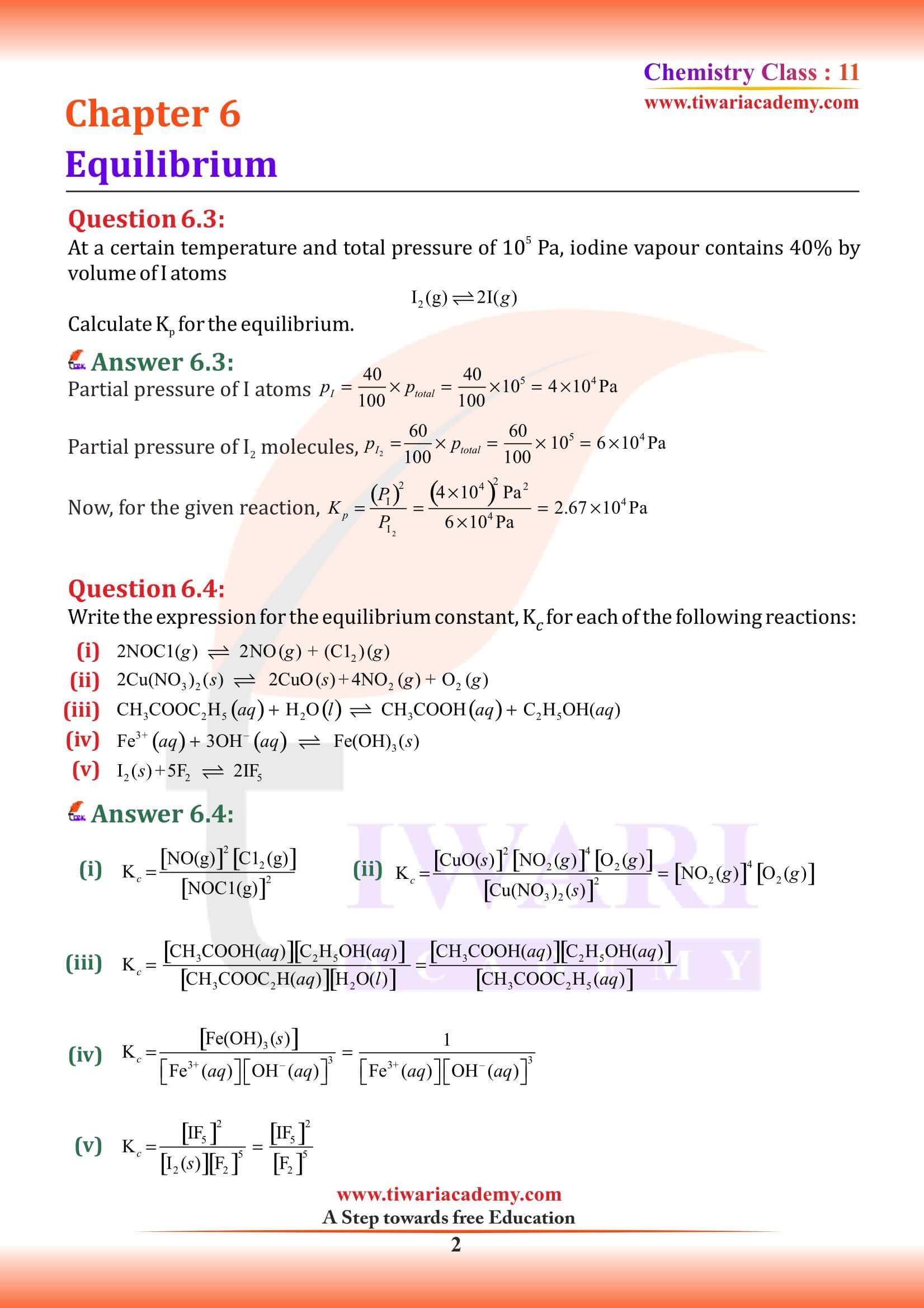 NCERT Solutions for Class 11 Chemistry Chapter 6