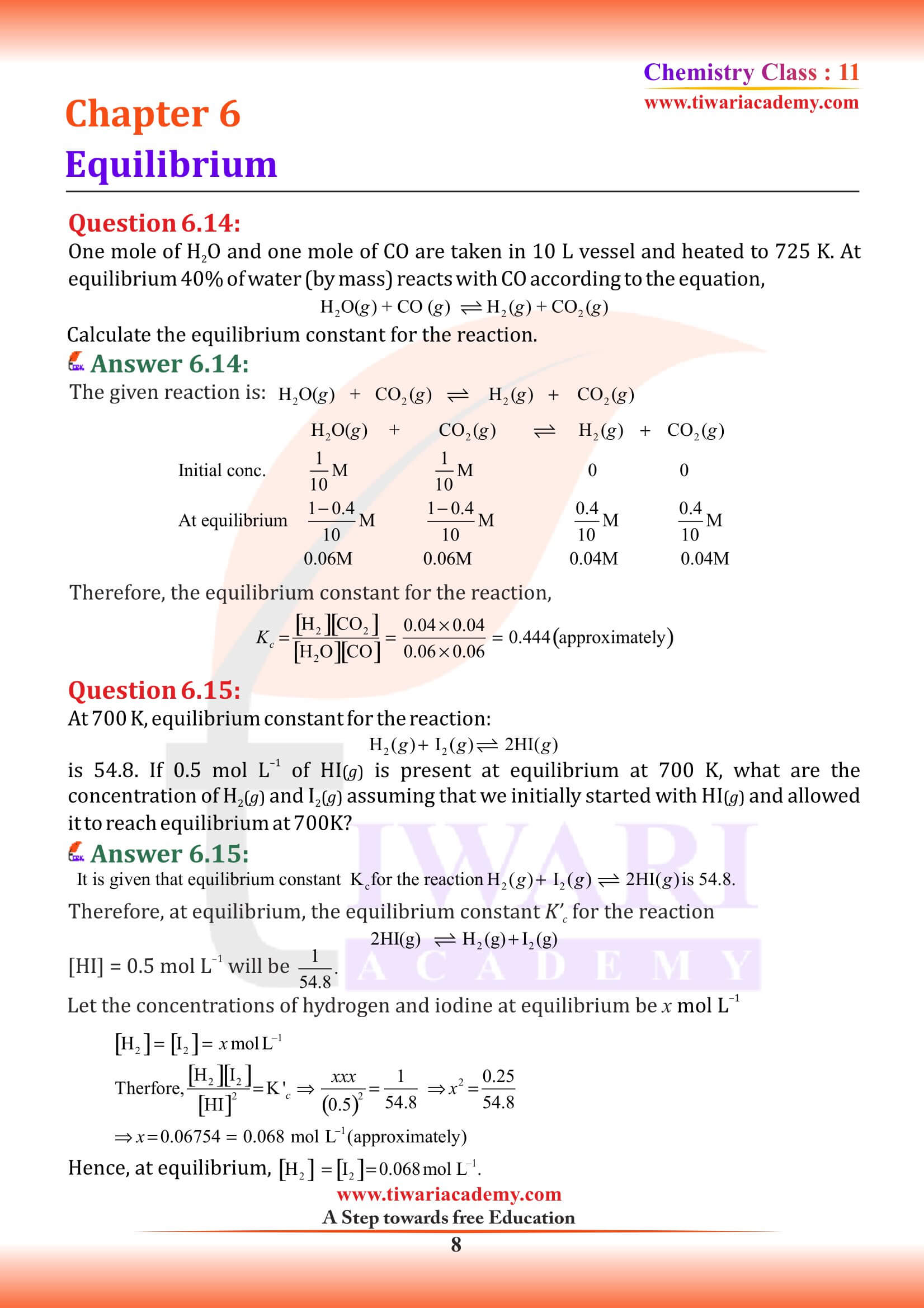 NCERT Solutions for Class 11 Chemistry Chapter 6 all answers