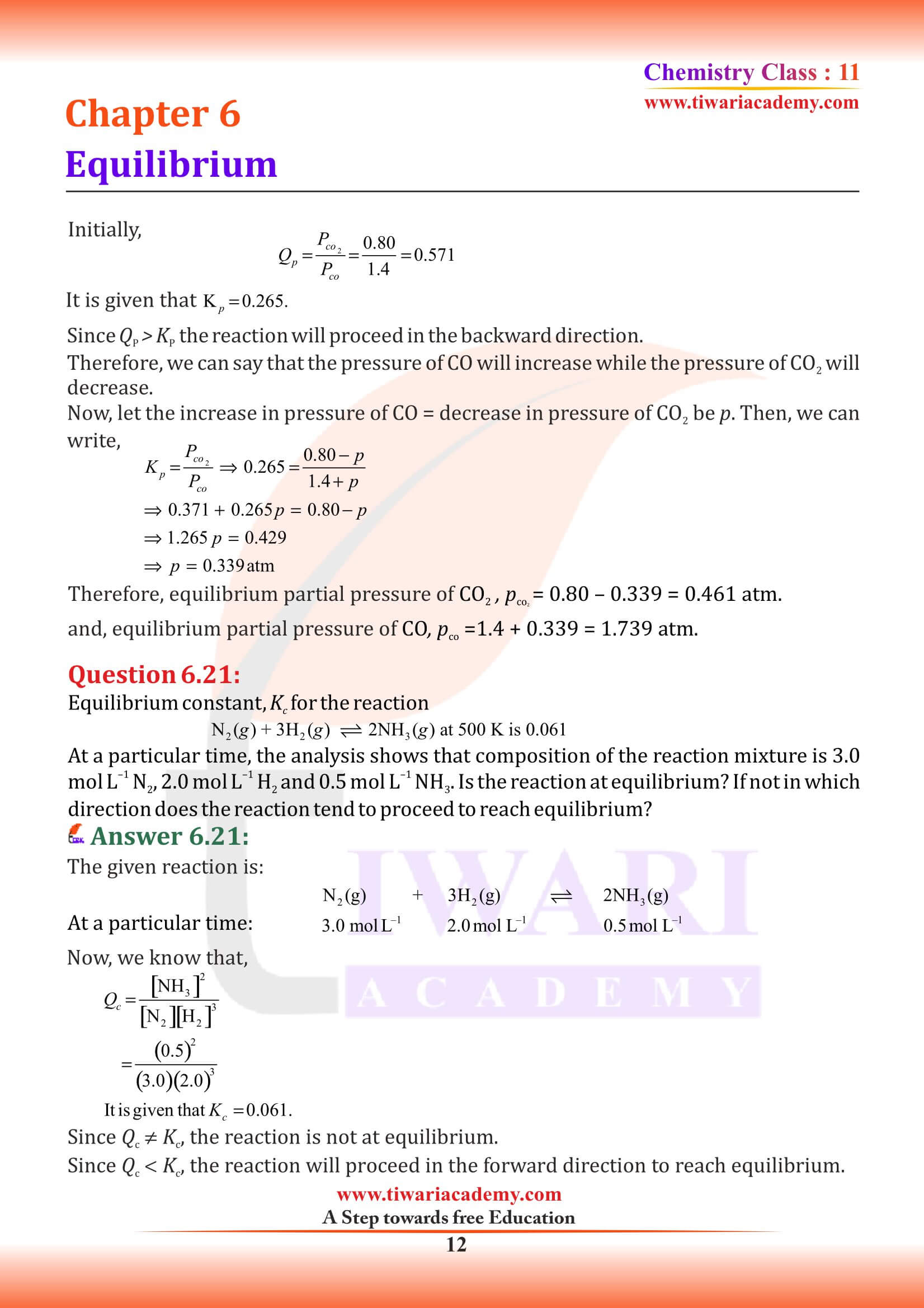 Class 11 Chemistry Chapter 6 Solutions