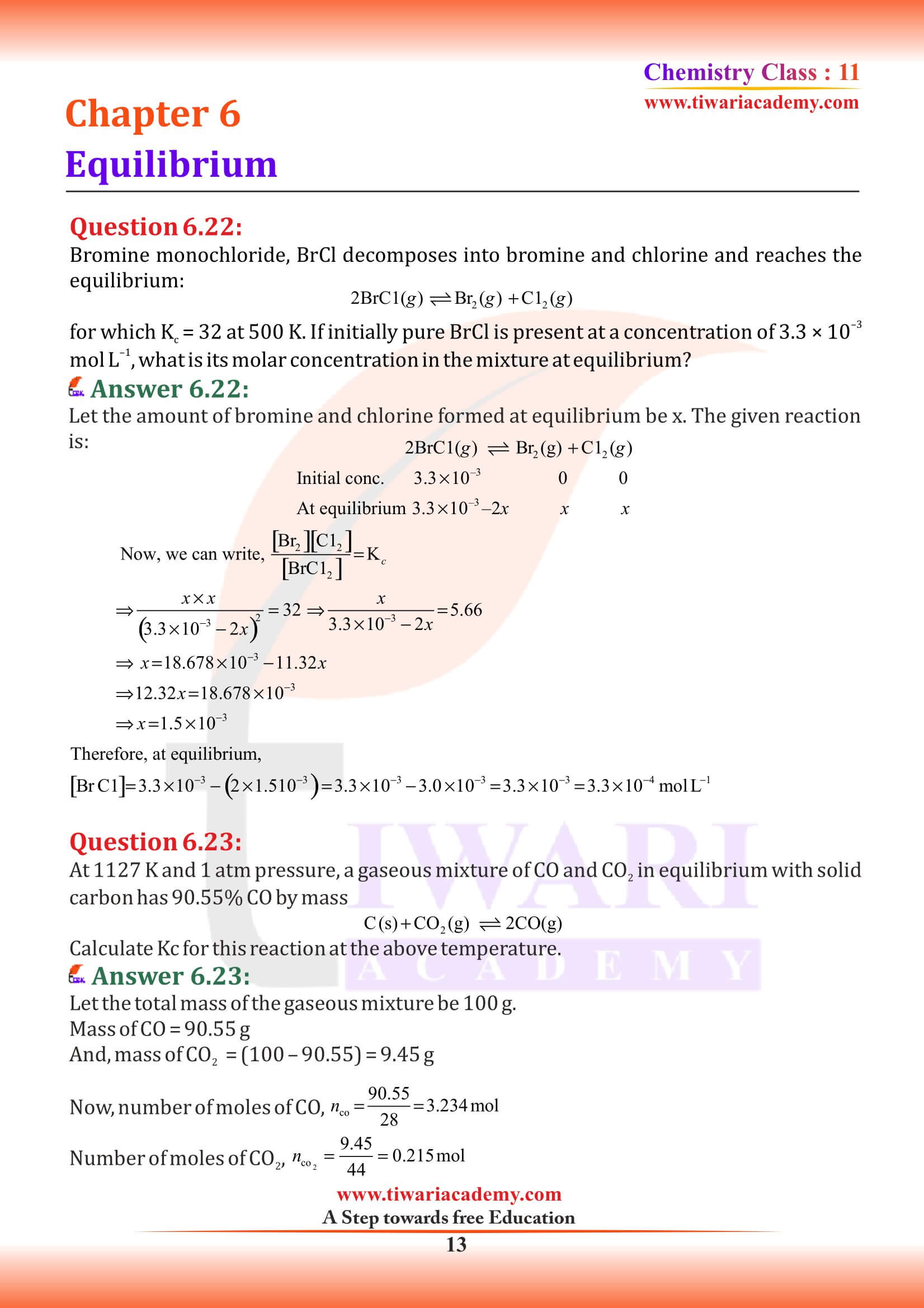 Class 11 Chemistry Chapter 6 Exercises