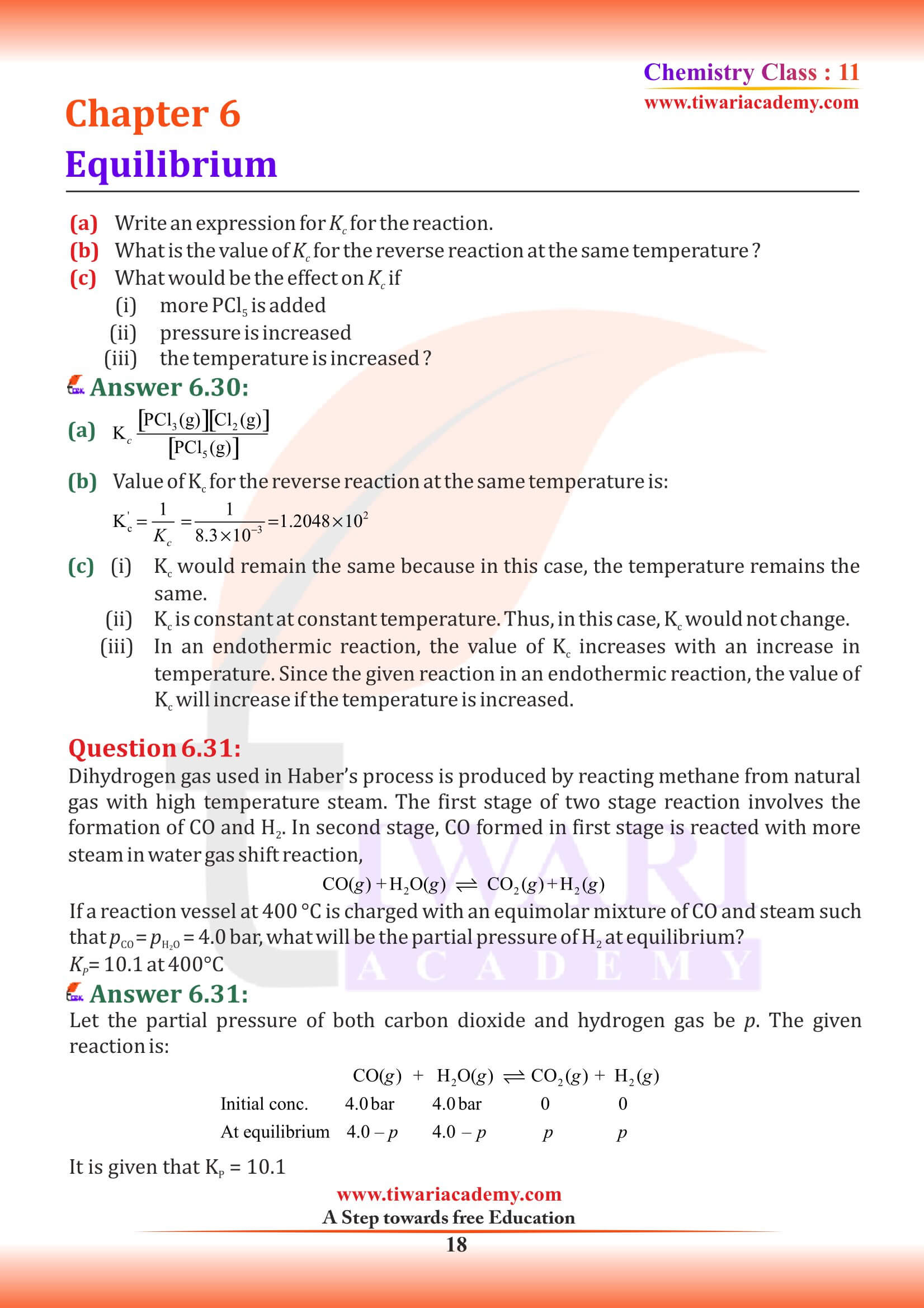 Class 11 Chemistry Chapter 6 Ans