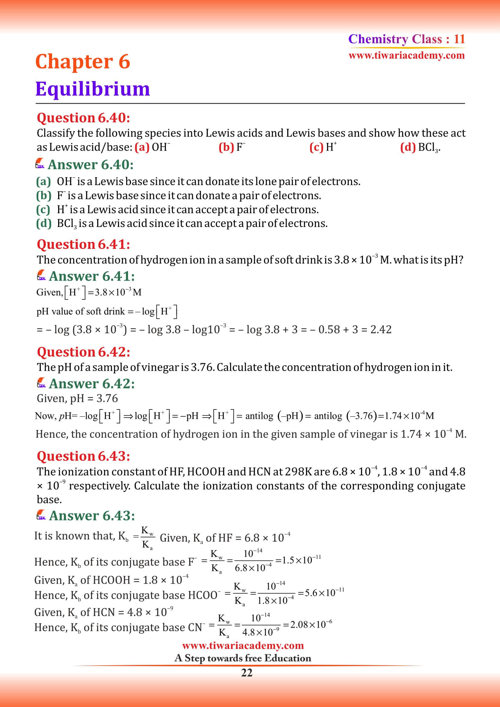 Class 11 Chemistry Chapter 6 Simple answers