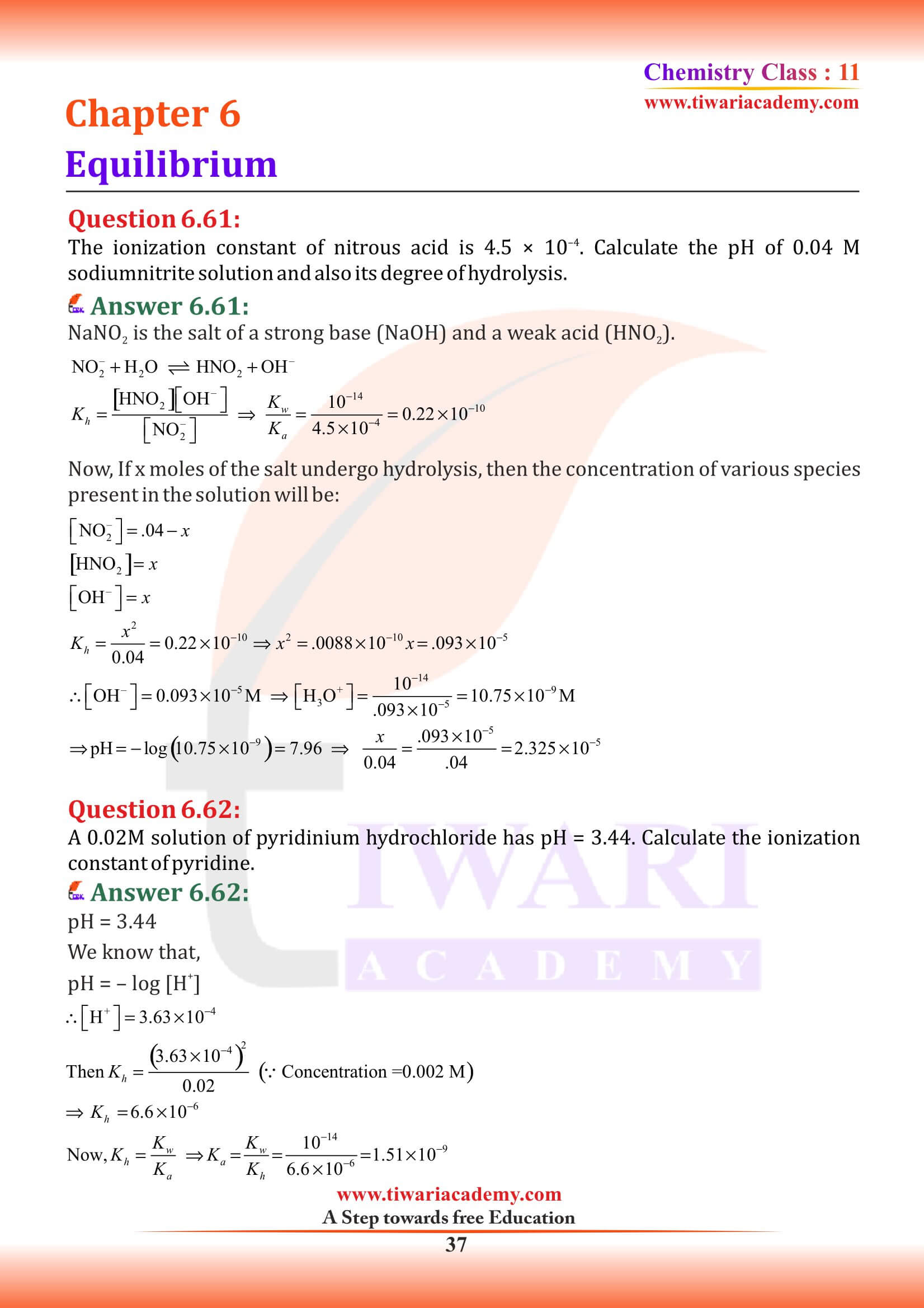 NCERT Class 11 Chem Chapter 6 Answers