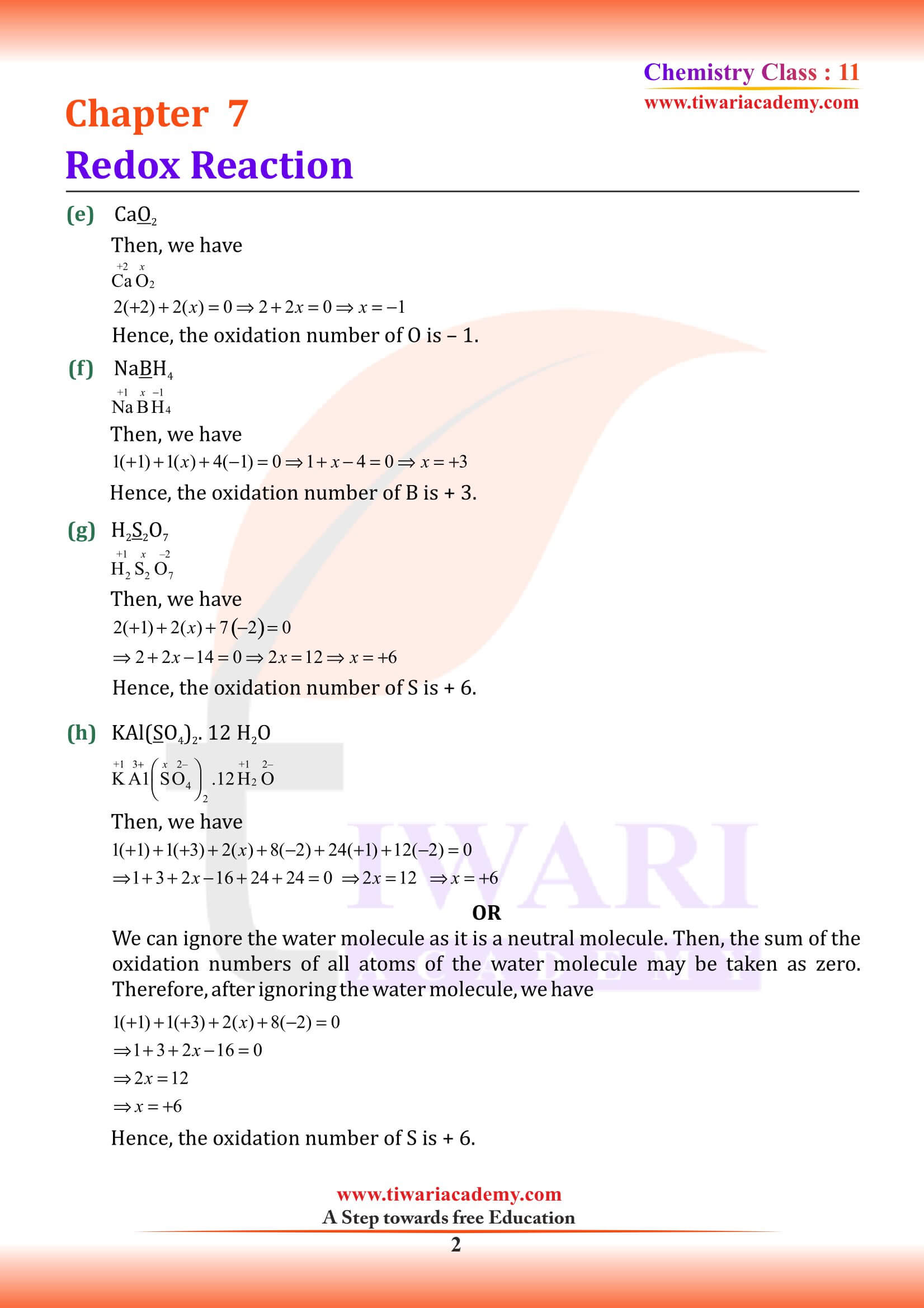 NCERT Class 11 Chemistry Chapter 7 Redox Reactions