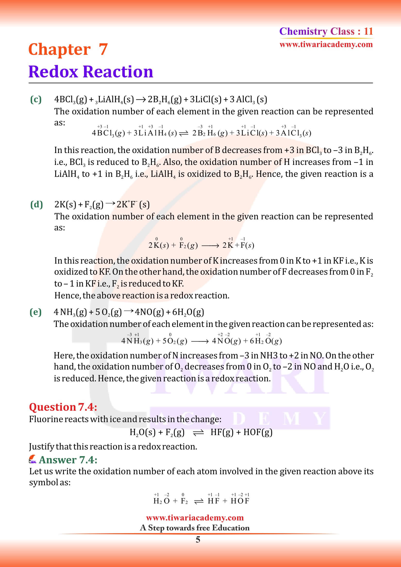 NCERT Solutions for Class 11 Chemistry Chapter 7 in English Medium