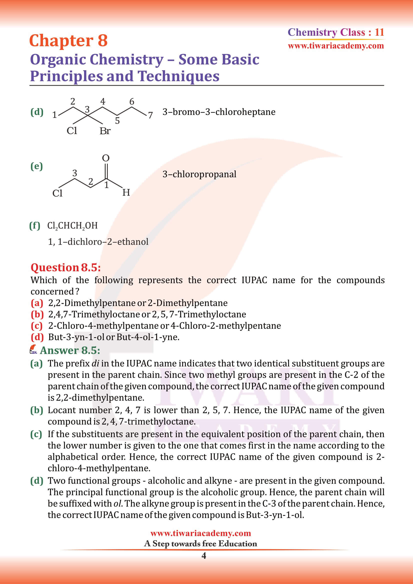 Class 11 Chemistry Chapter 8 Organic Chemistry