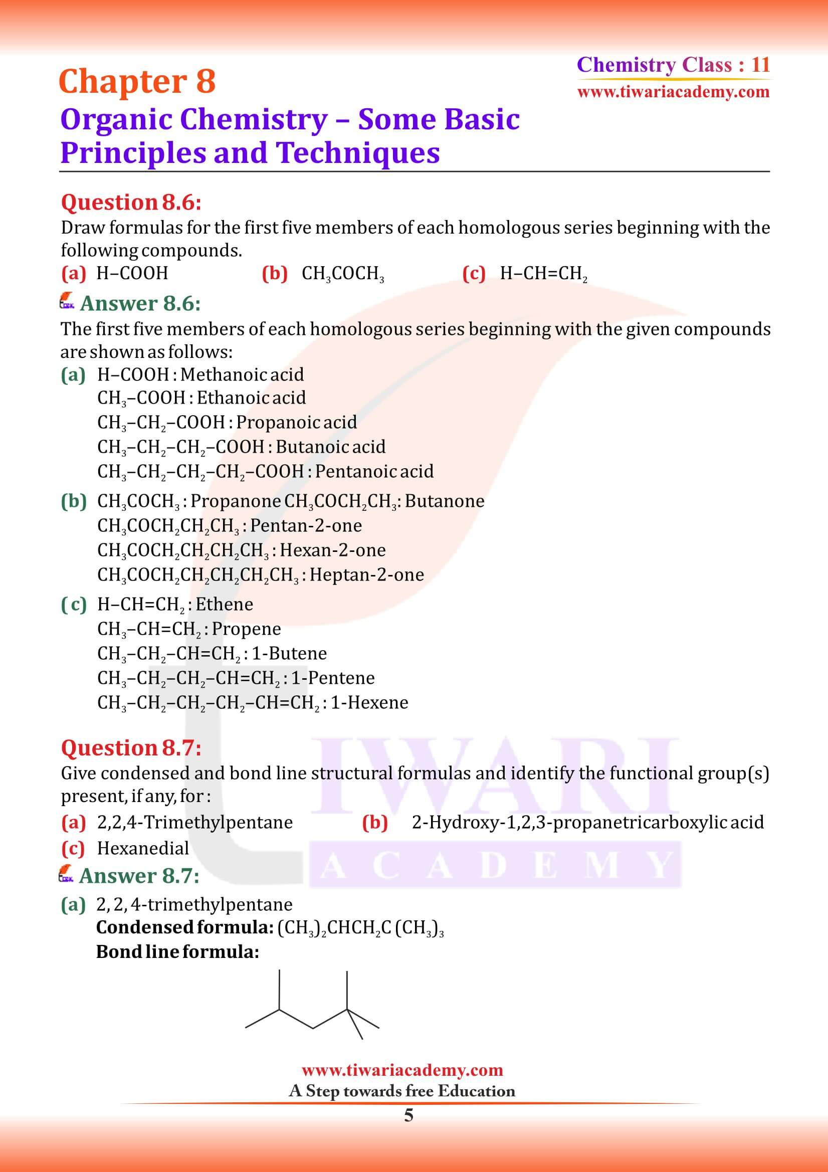 NCERT Solutions for Class 11 Chemistry Chapter 8