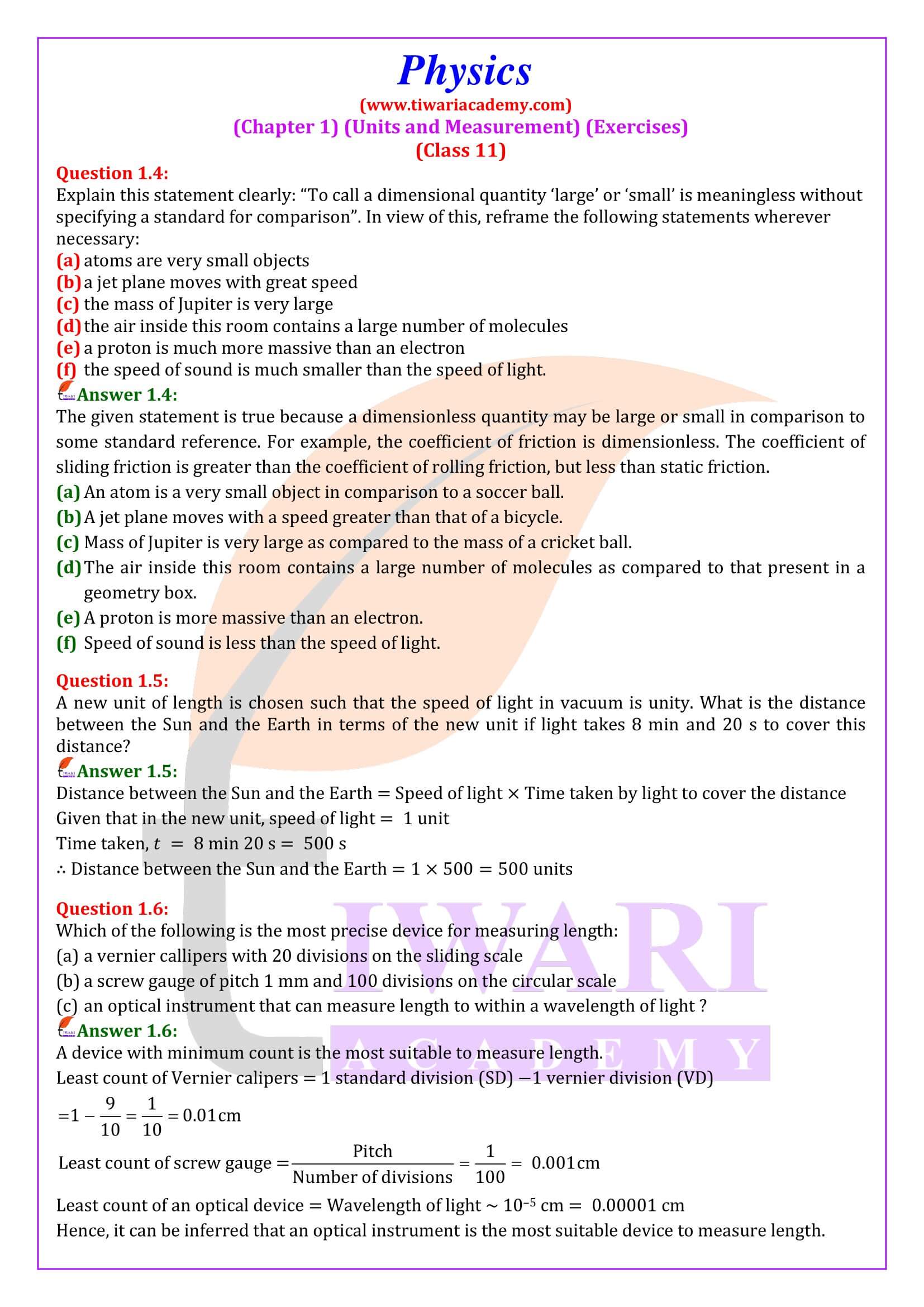 Class 11 Physics Chapter 1