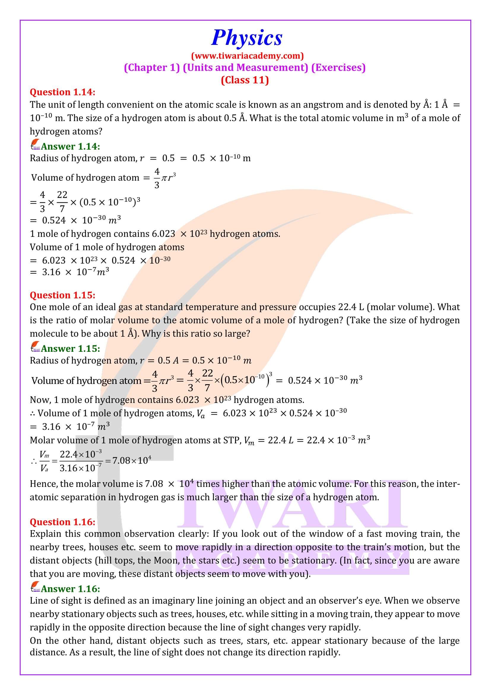 Class 11 Physics Chapter 1 Question Answers