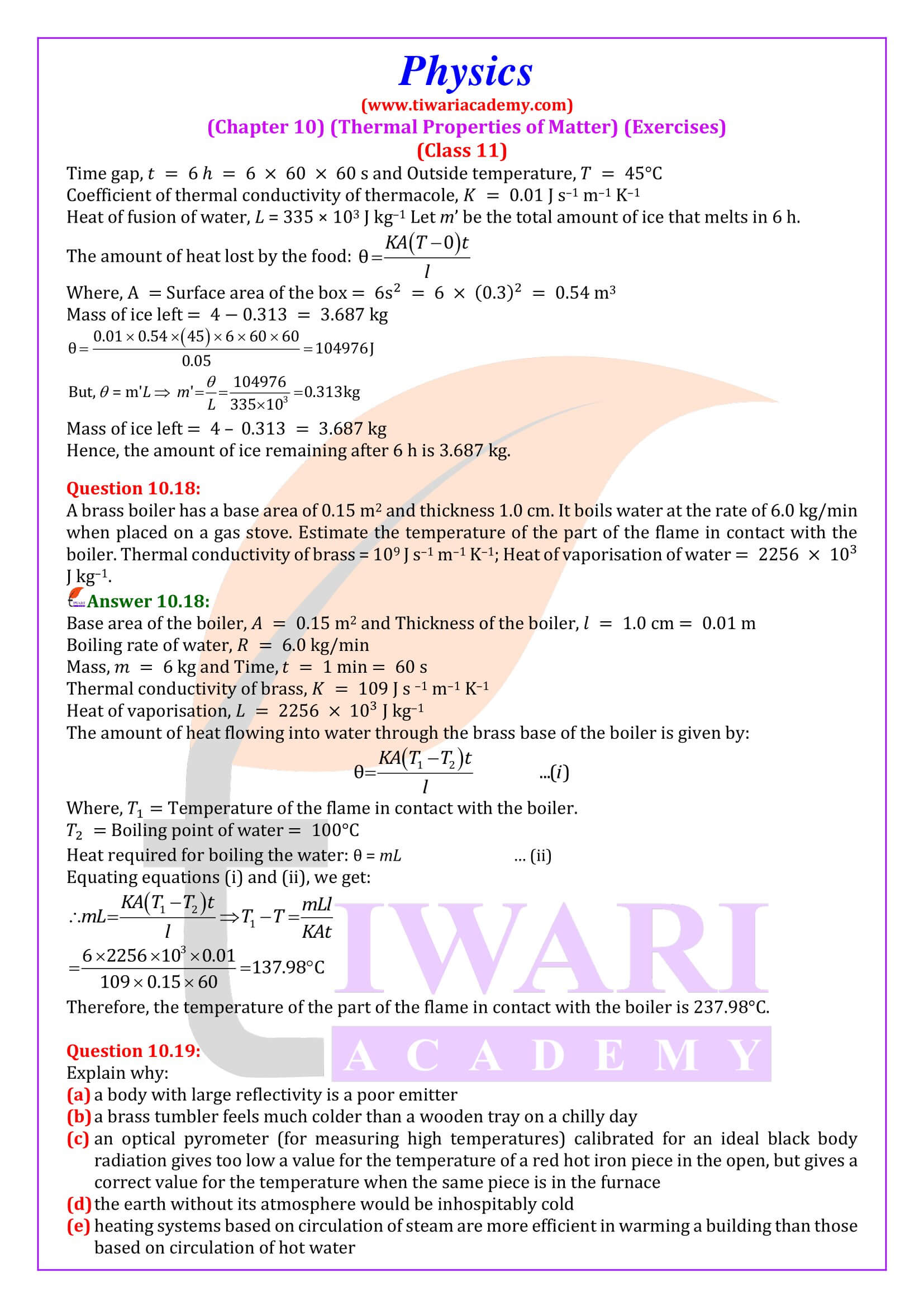 Class 11 Physics Chapter 10 NCERT Solutions