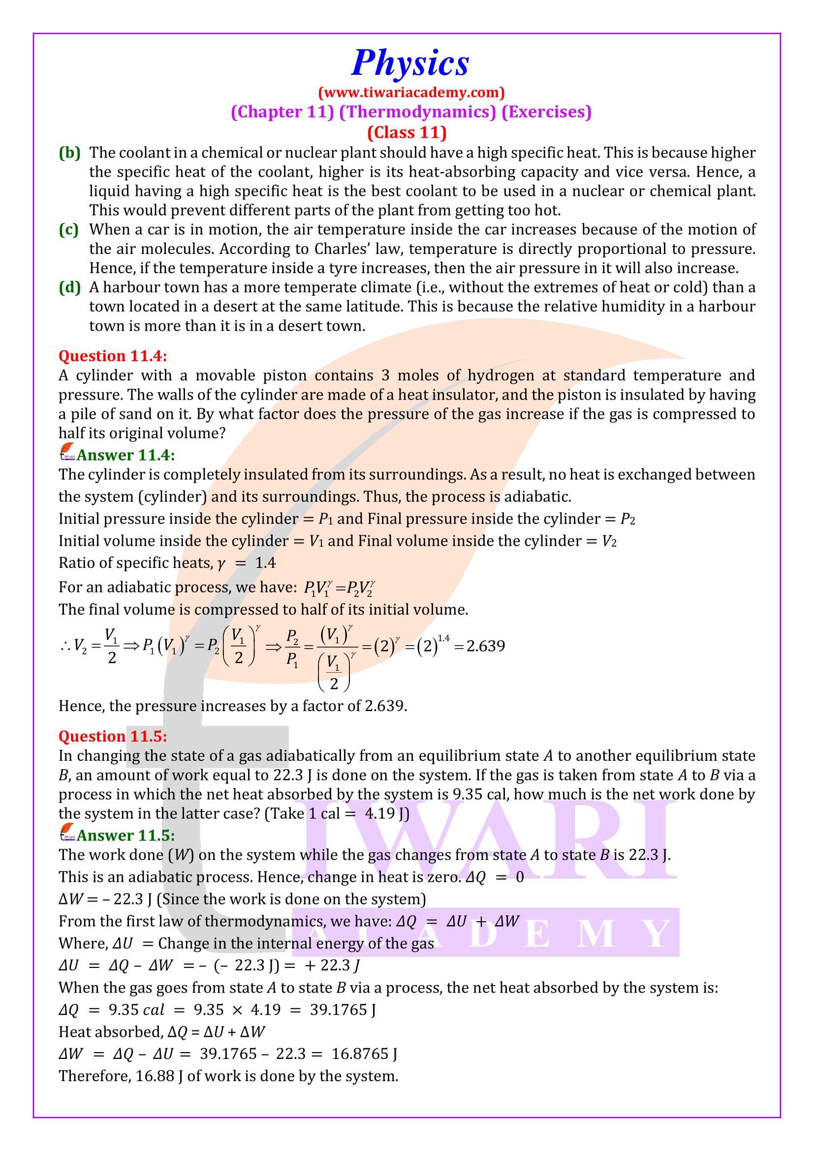 NCERT Solutions for Class 11 Physics Chapter 11