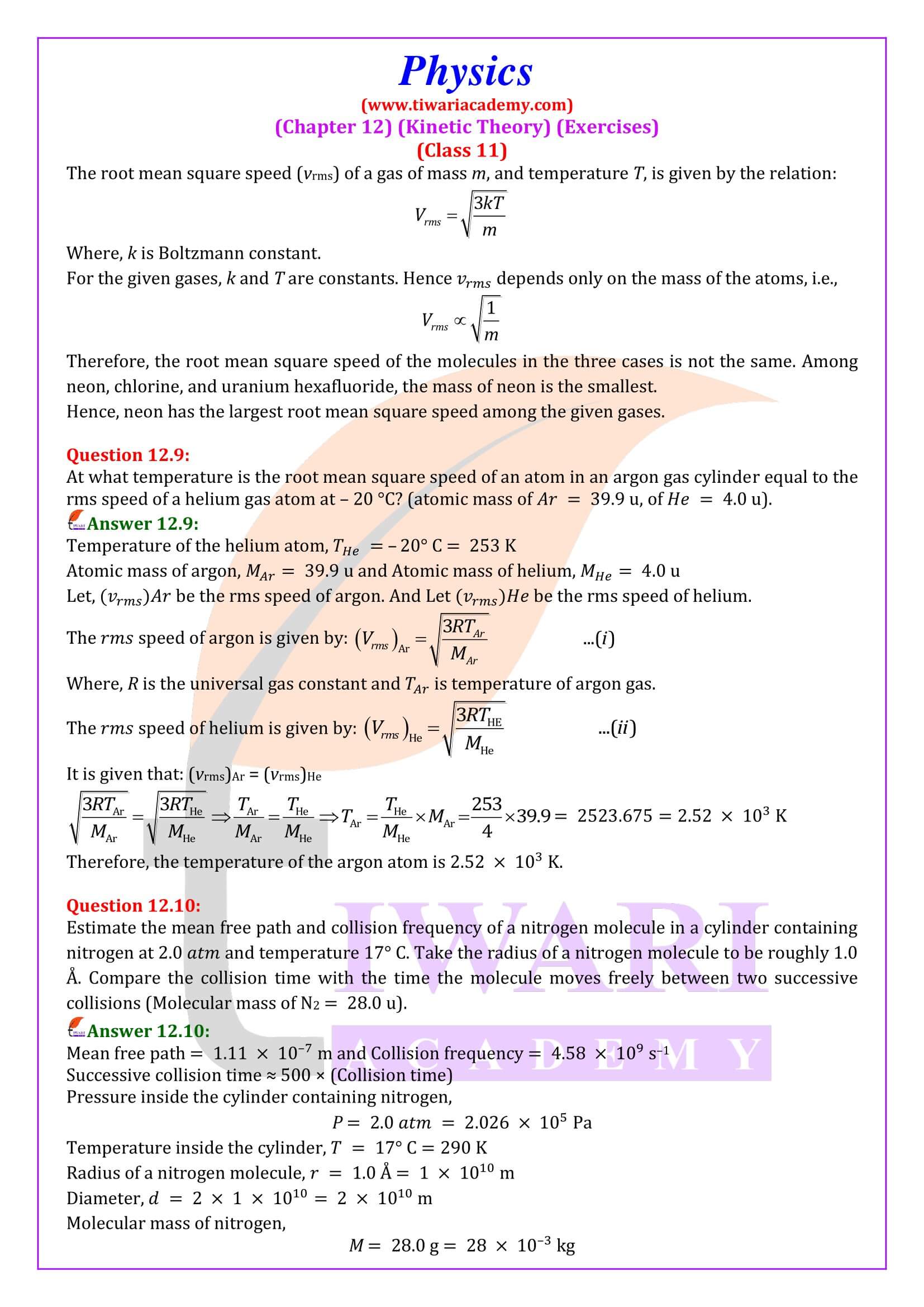 Class 11 Physics Chapter 12