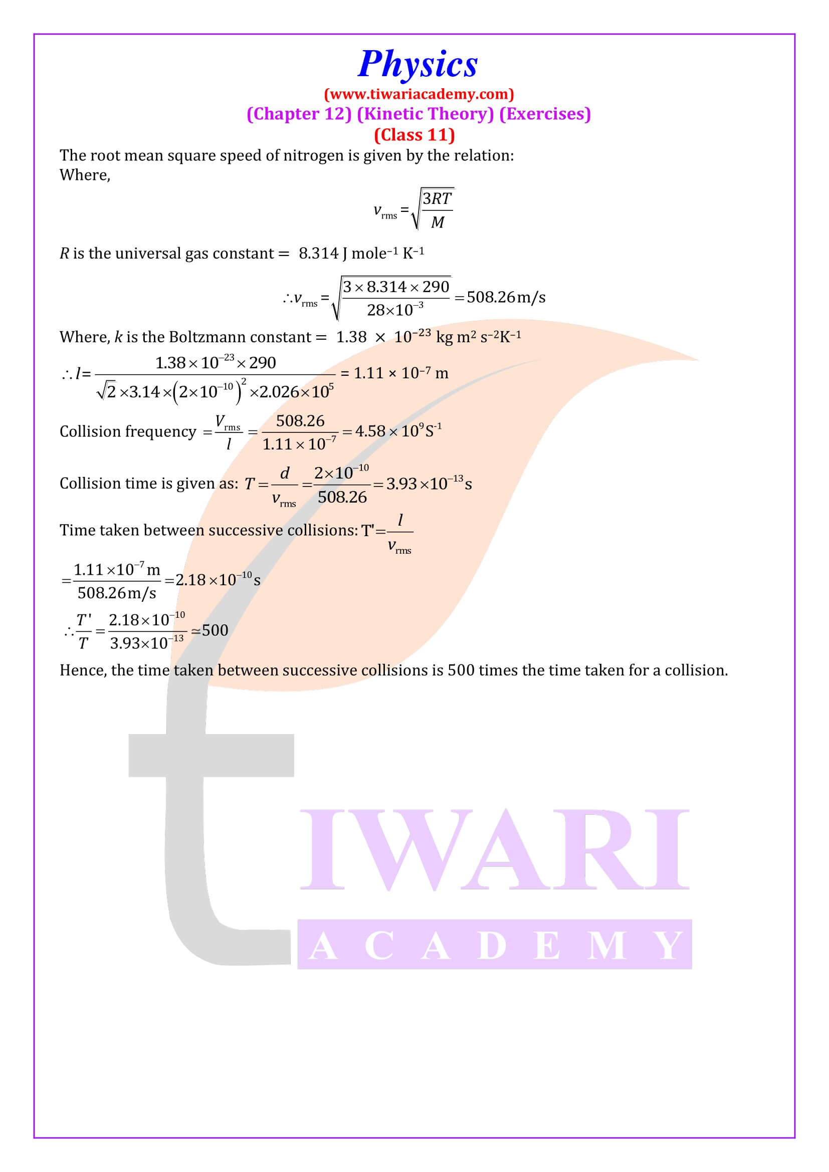 Class 11 Physics Chapter 12 Answers