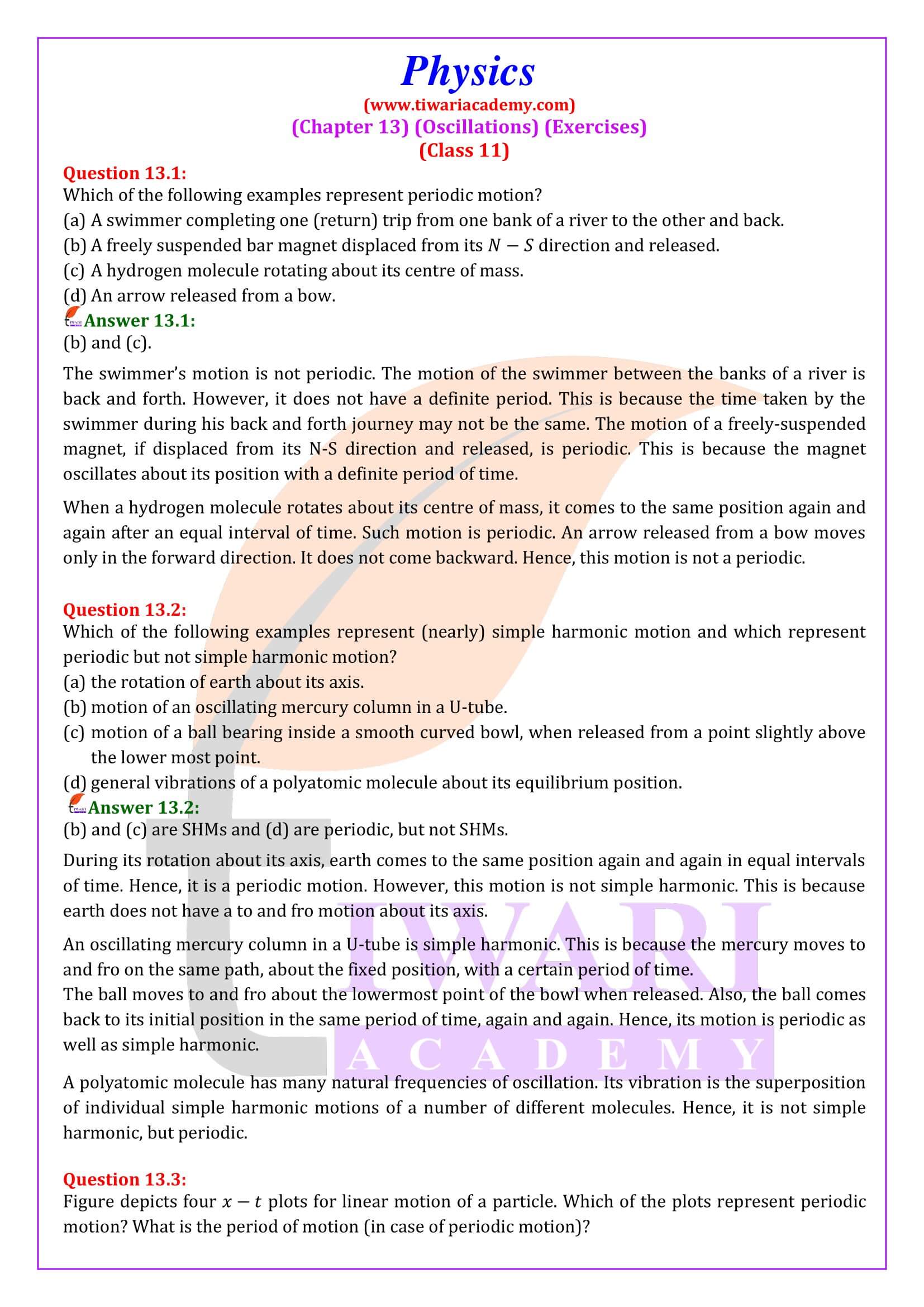 NCERT Class 11 Physics Chapter 13 Oscillations