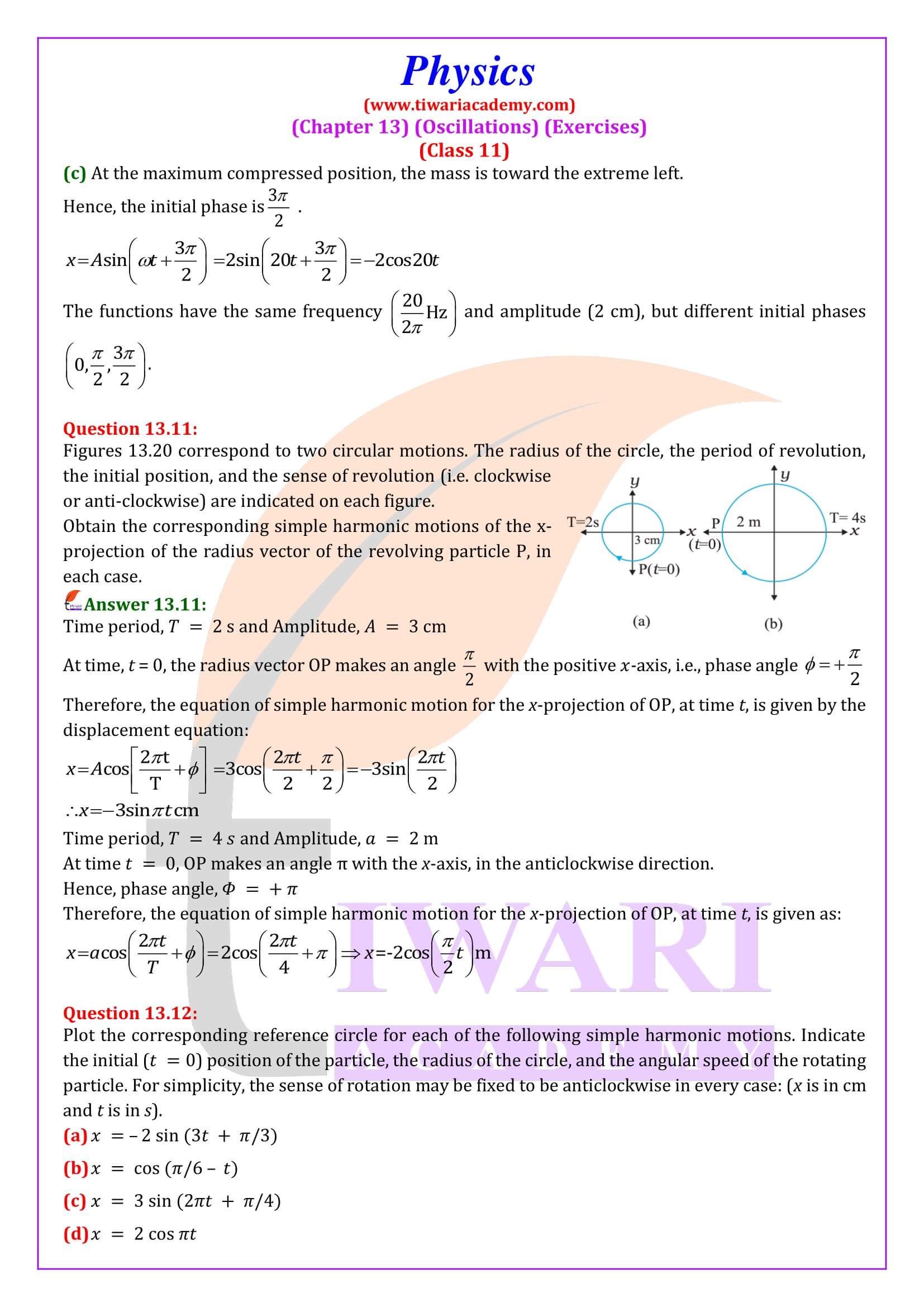 NCERT Solutions for Class 11 Physics Chapter 13 in English Medium