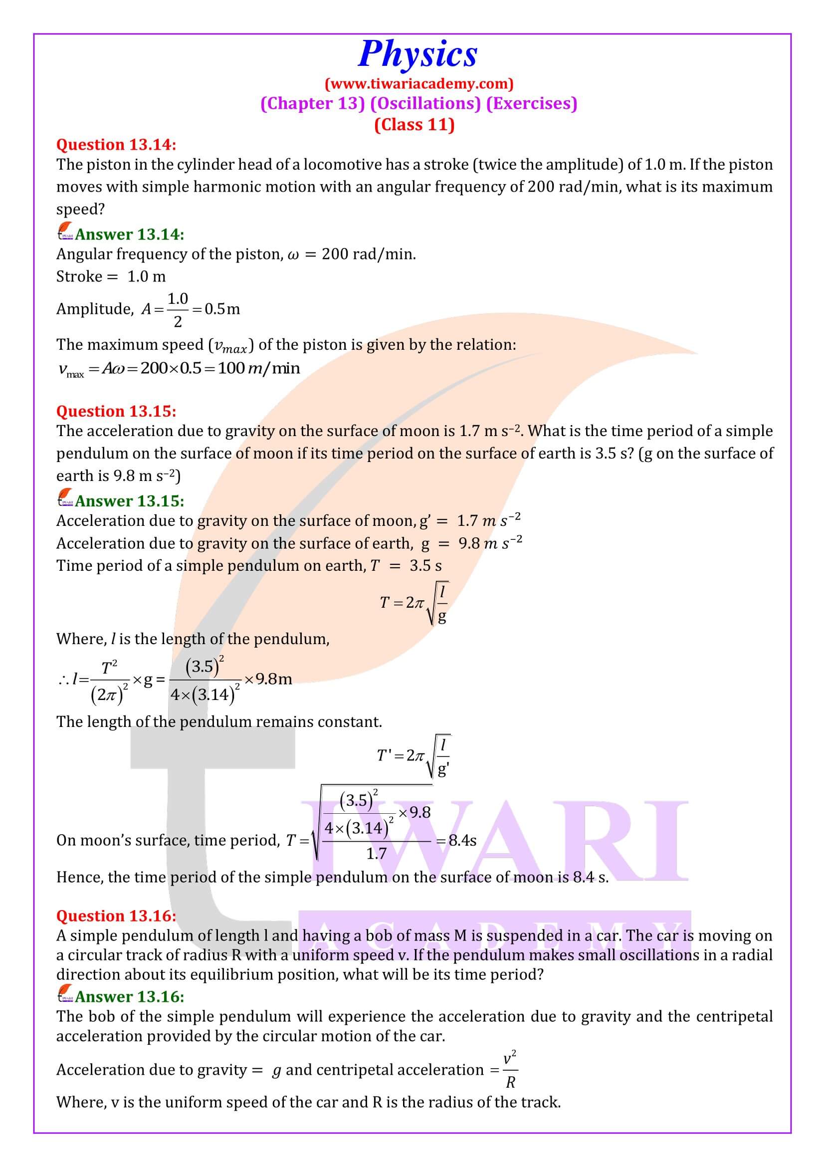 Class 11 Physics Chapter 13 Answers