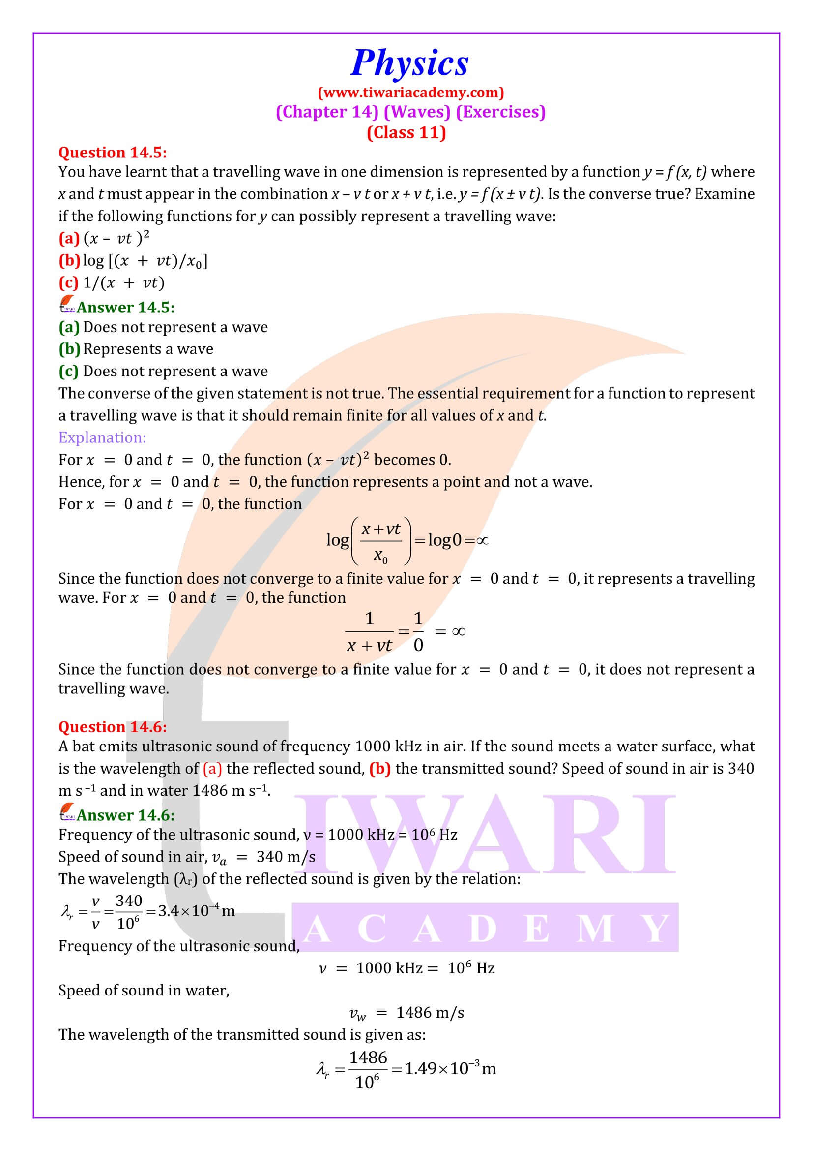 NCERT Solutions for Class 11 Physics Chapter 14 in English Medium