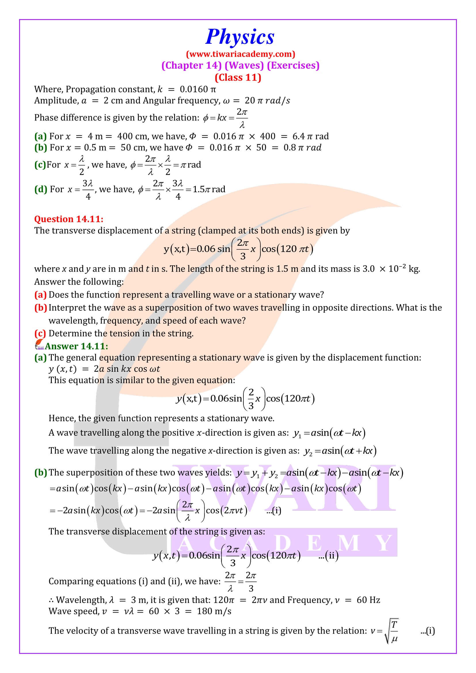 NCERT Solutions for Class 11 Physics Chapter 14 Guide