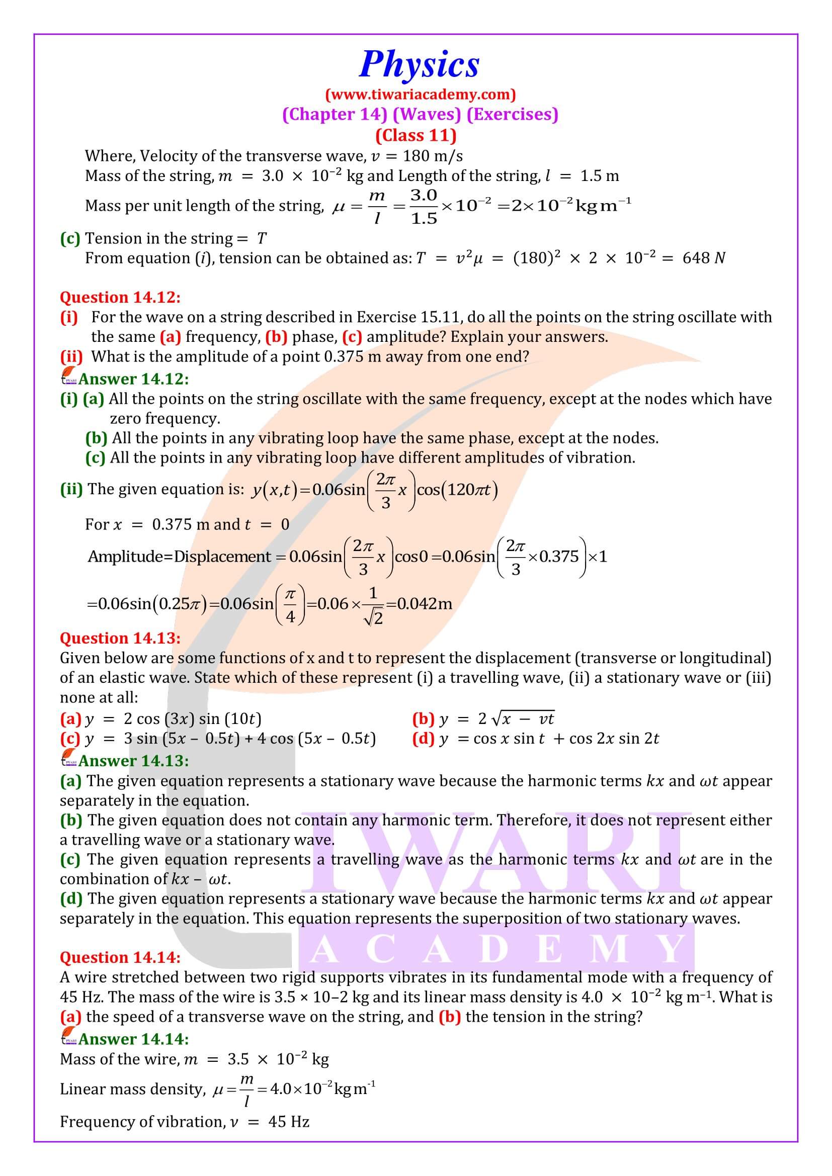 Class 11 Physics Chapter 14